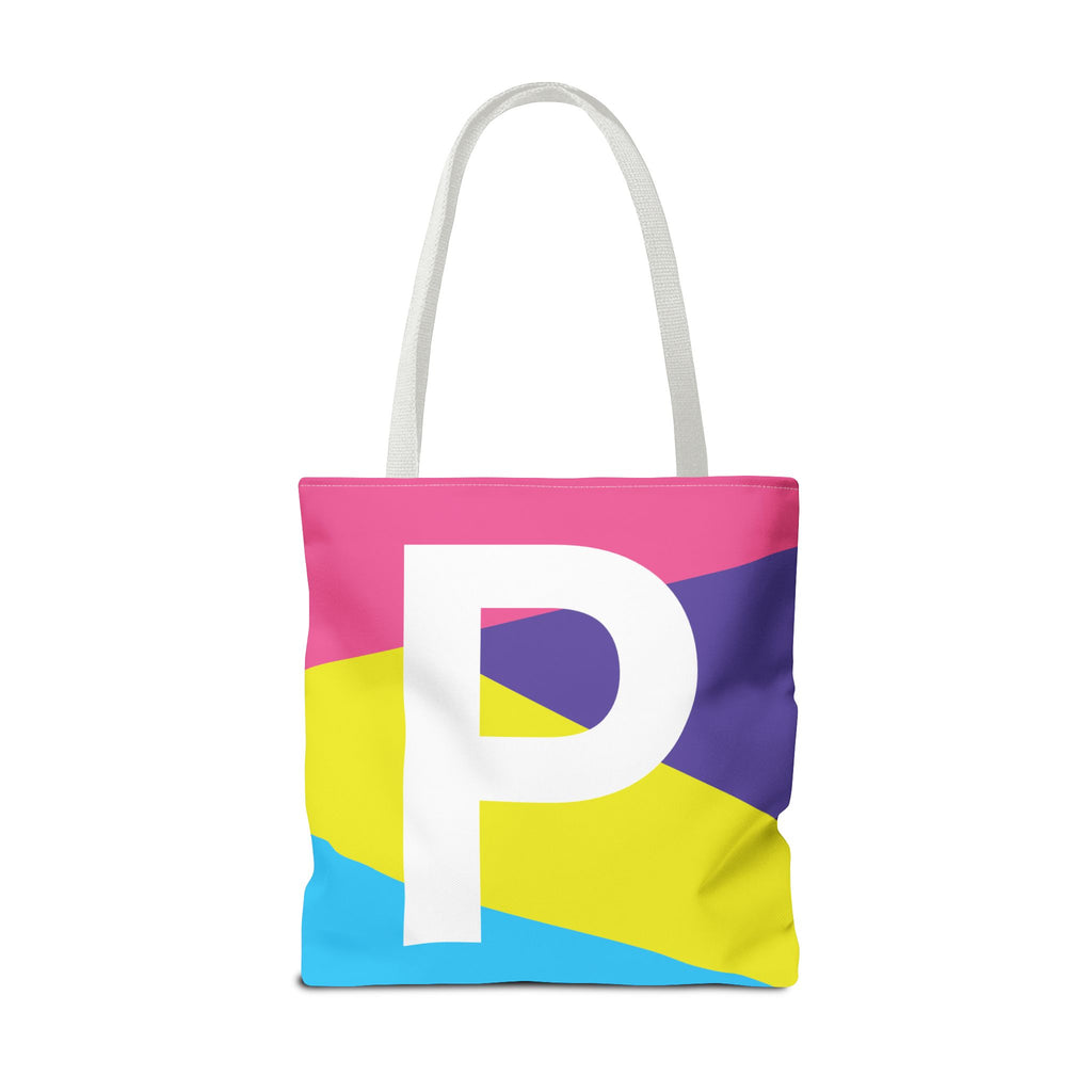 Monogram 'P' Colorblock Tote Bag — Personalized Initial P Shoulder Tote