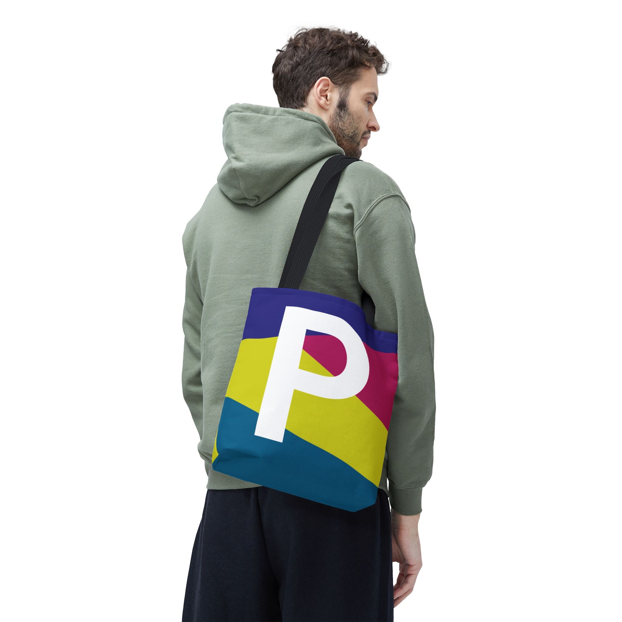 Monogram 'P' Colorblock Tote Bag — Personalized Initial P Shoulder Tote