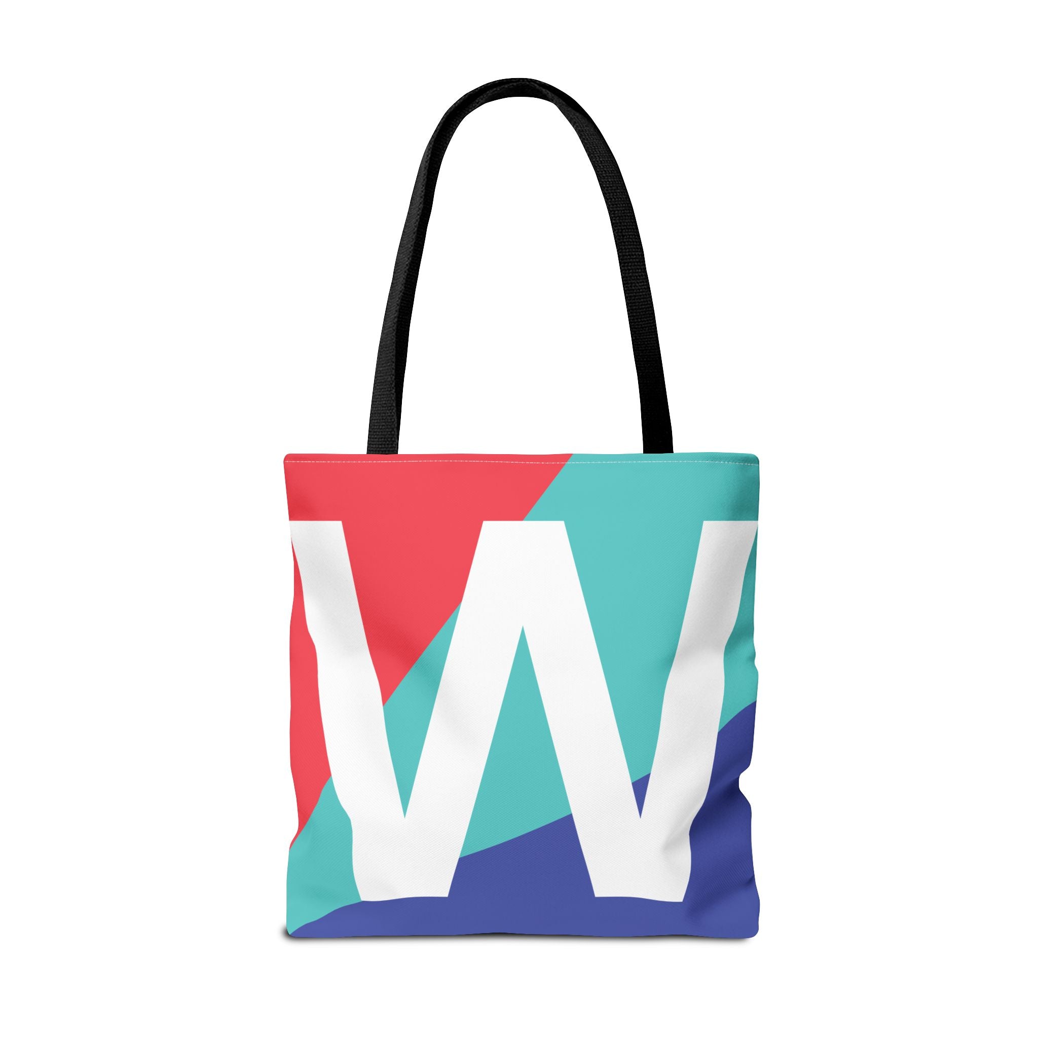 Monogram 'W' Colorblock Tote Bag — Personalized Initial W Shoulder Tote