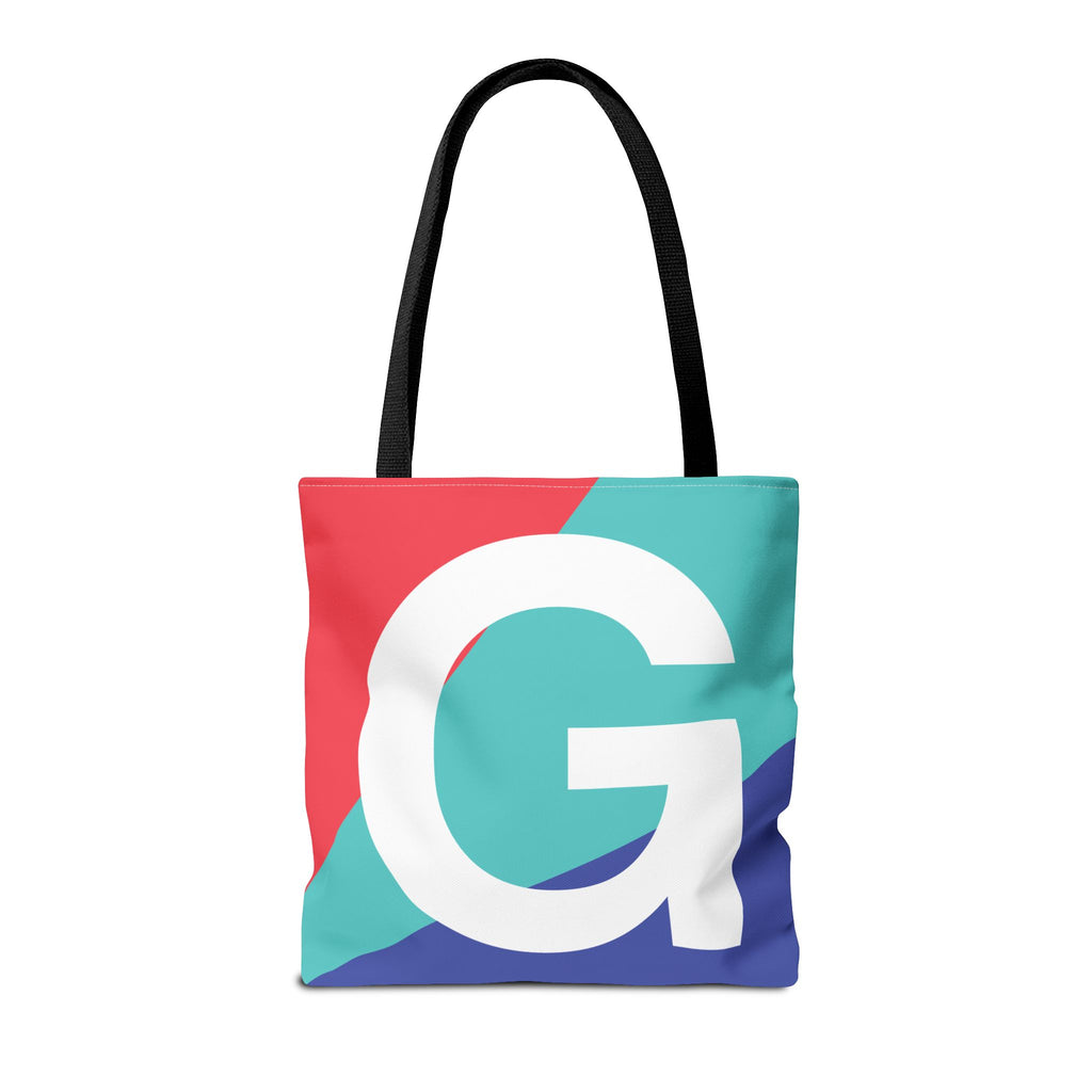 Monogram 'G' Colorblock Tote Bag — Personalized Initial G Shoulder Tote