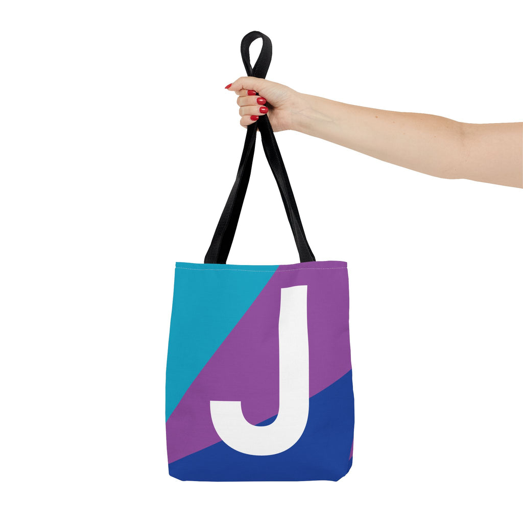 Monogram 'J' Colorblock Tote Bag — Personalized Initial J Shoulder Tote