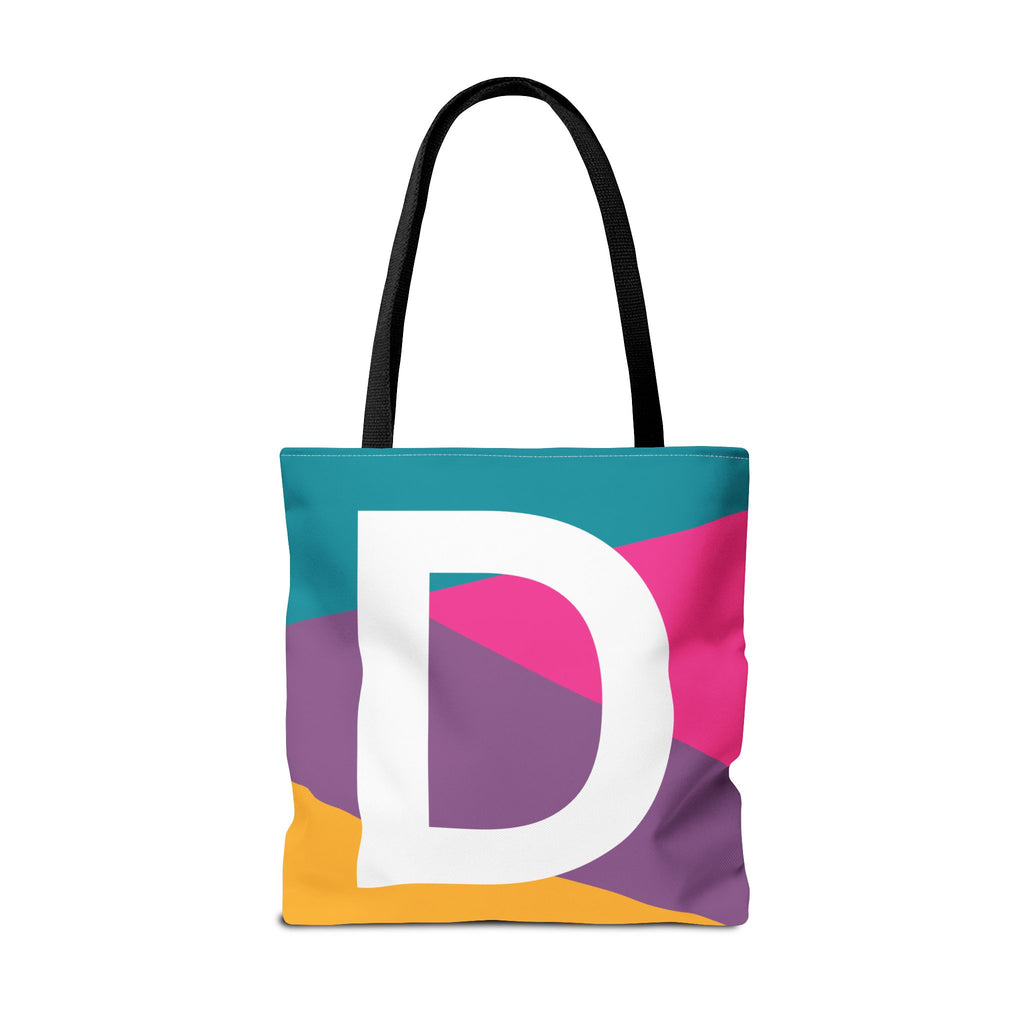 Monogram 'D' Colorblock Tote Bag — Personalized Initial D Shoulder Tote