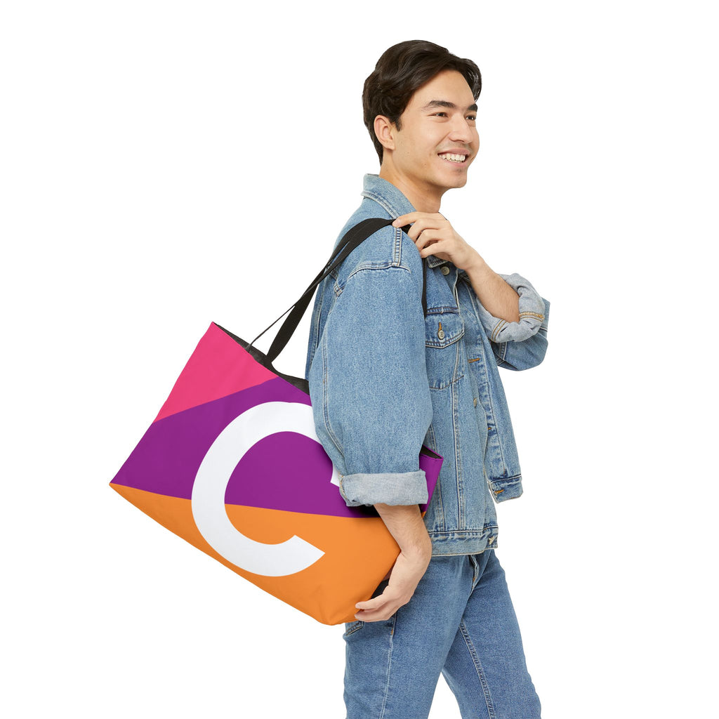 Personalized 'C' Colorblock Tote Bag — Monogram Weekender Tote
