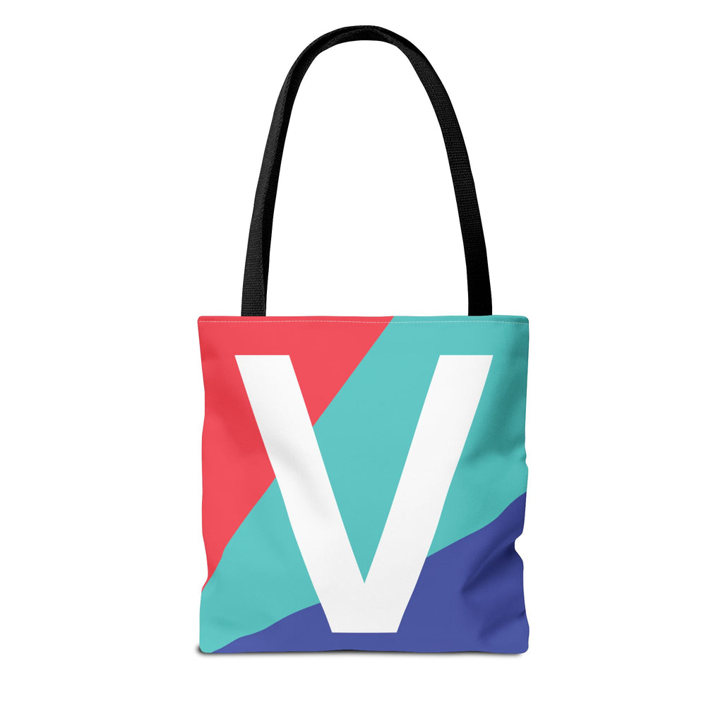 Monogram 'V' Colorblock Tote Bag — Personalized Initial V Shoulder Tote
