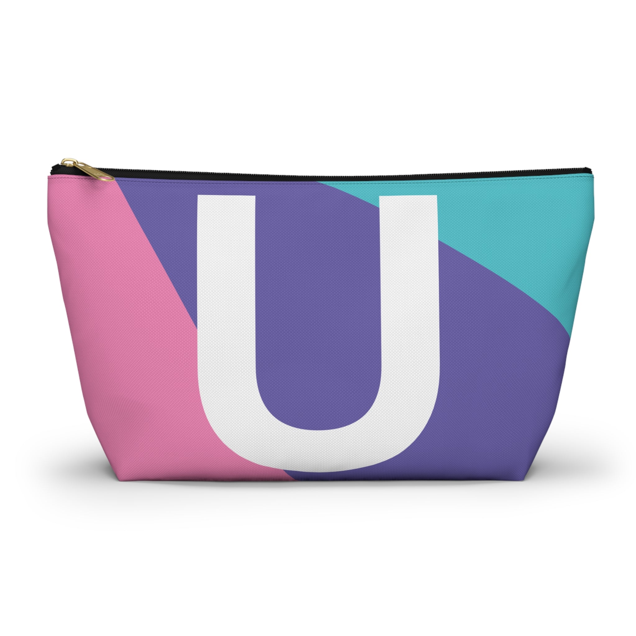 Initials Colorblock Accessory Pouch — Monogram U T-Bottom Cosmetic Bag