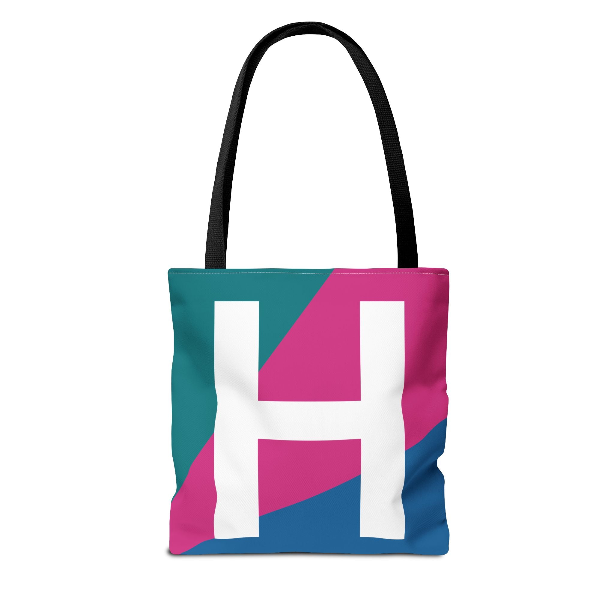 Monogram 'H' Colorblock Tote Bag — Personalized Initial H Shoulder Tote