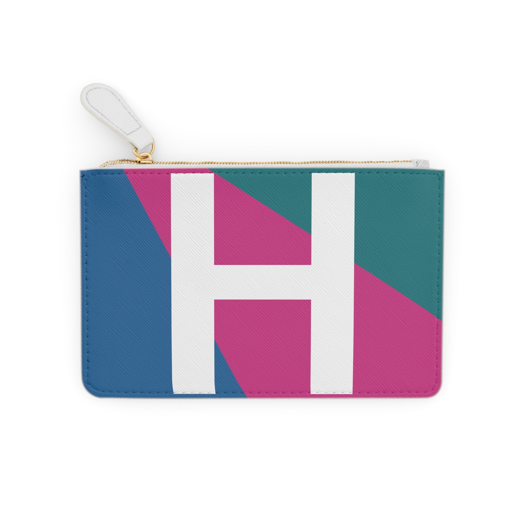 Initial H Mini Clutch — Colorblock Monogram Wristlet Wallet