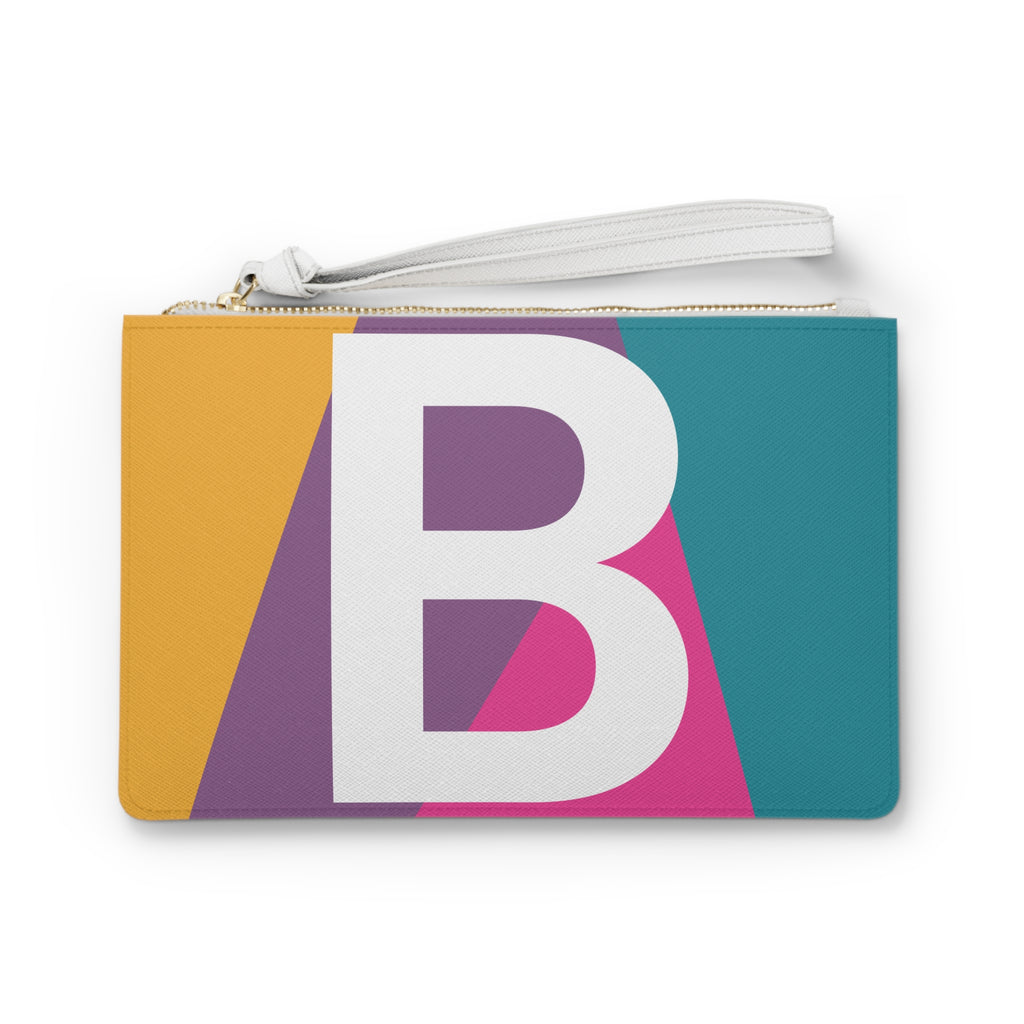 Monogram 'B' Colorblock Clutch Bag — Bold Geometric Wristlet for Everyday & Gifts