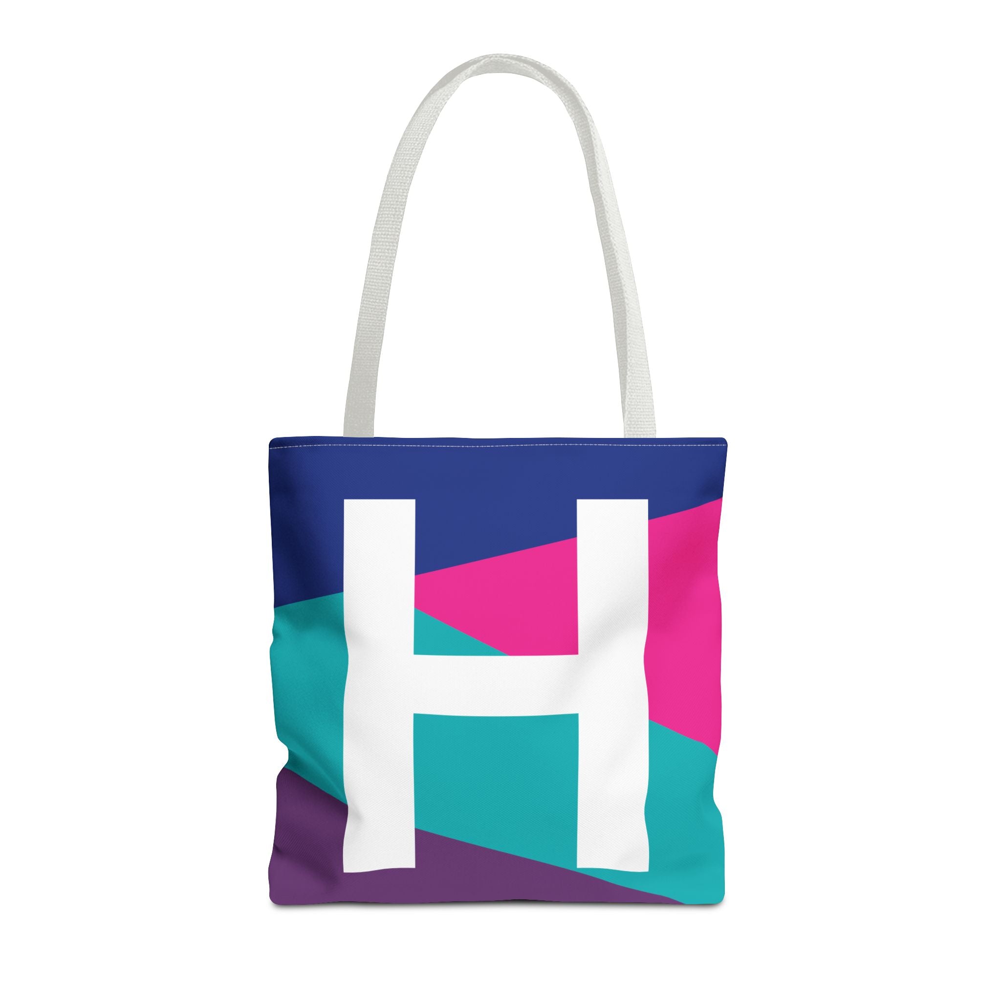 Monogram 'H' Colorblock Tote Bag — Personalized Initial H Shoulder Tote