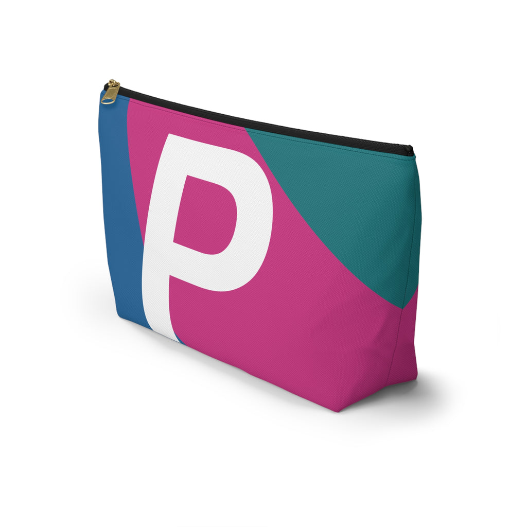 Initials Colorblock Accessory Pouch — Monogram P T-Bottom Cosmetic Bag