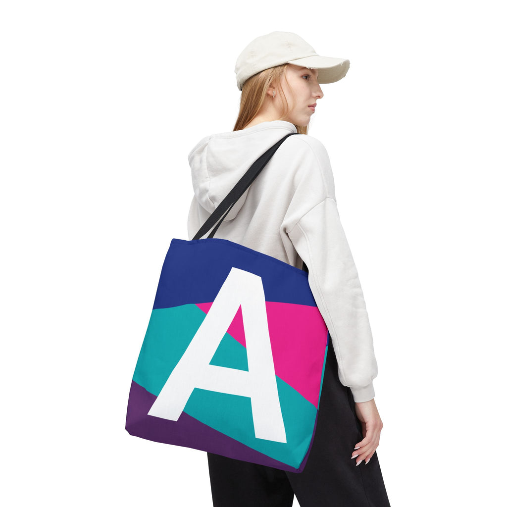 Monogram 'A' Colorblock Tote Bag — Personalized Initial A Shoulder Tote
