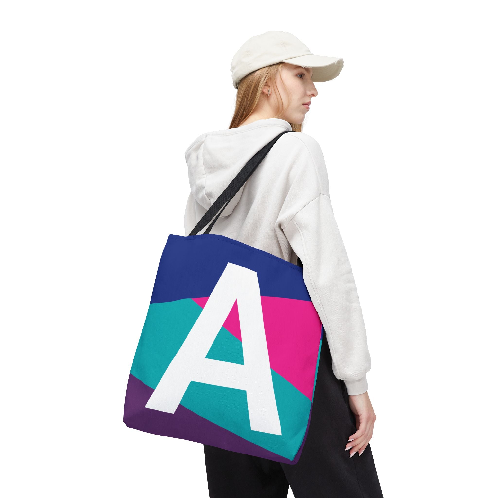 Monogram 'A' Colorblock Tote Bag — Personalized Initial A Shoulder Tote