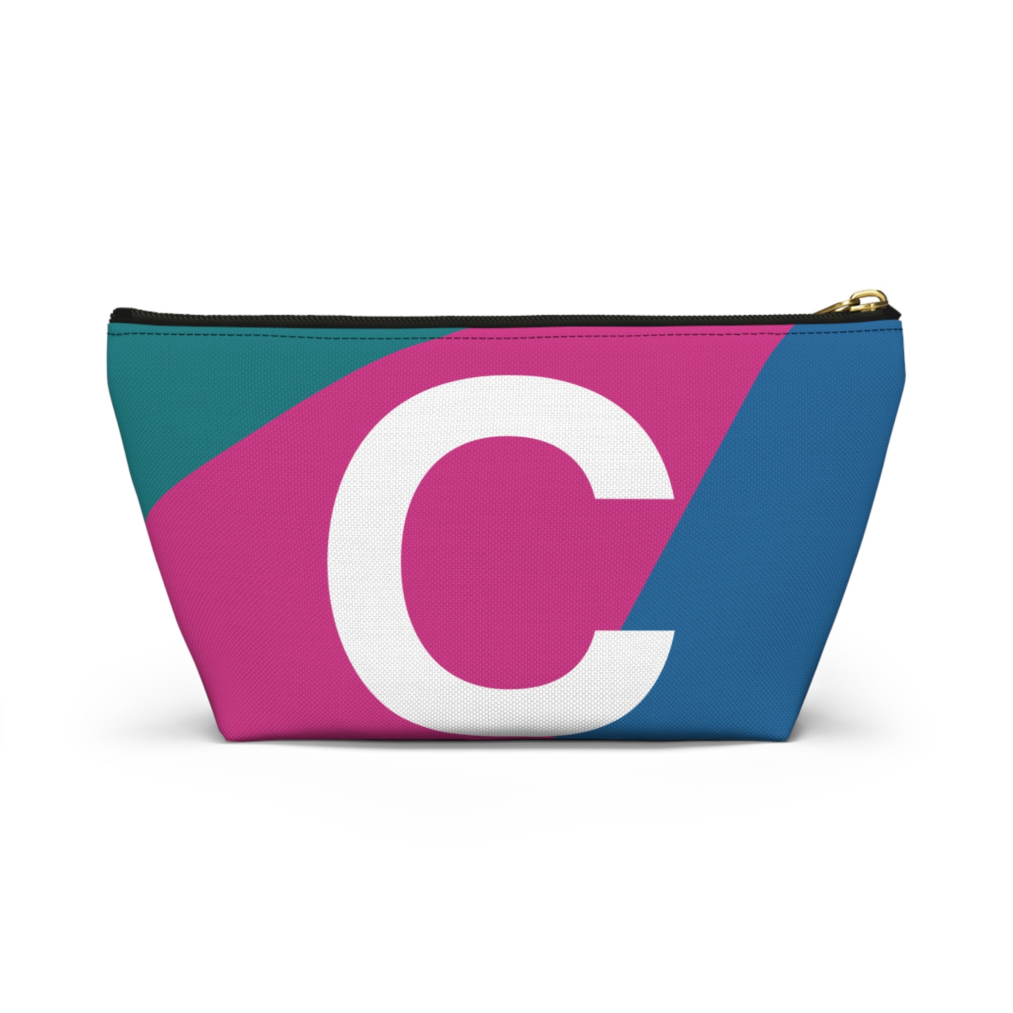 Initials Colorblock Accessory Pouch — Monogram C T-Bottom Cosmetic Bag