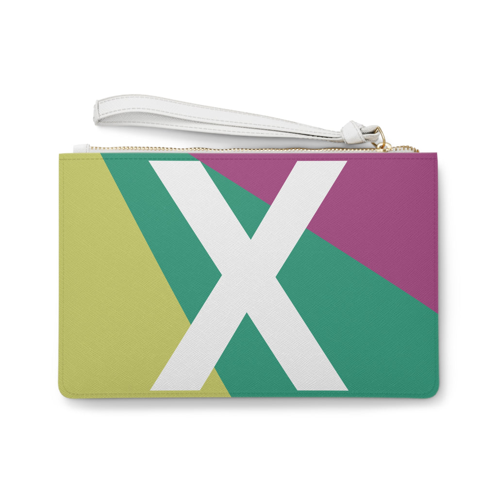 Monogram 'X' Colorblock Clutch Bag — Bold Geometric Wristlet for Everyday & Gifts