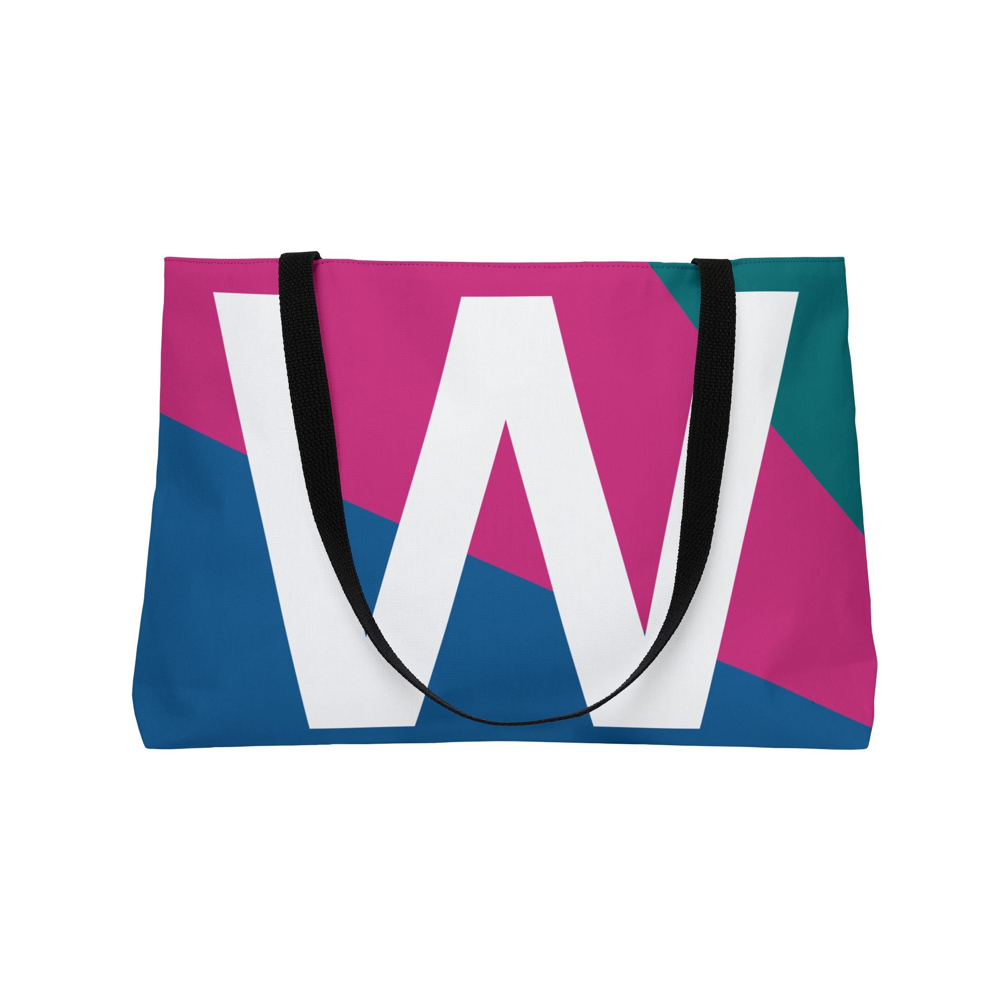 Personalized 'W' Colorblock Tote Bag — Monogram Weekender Tote
