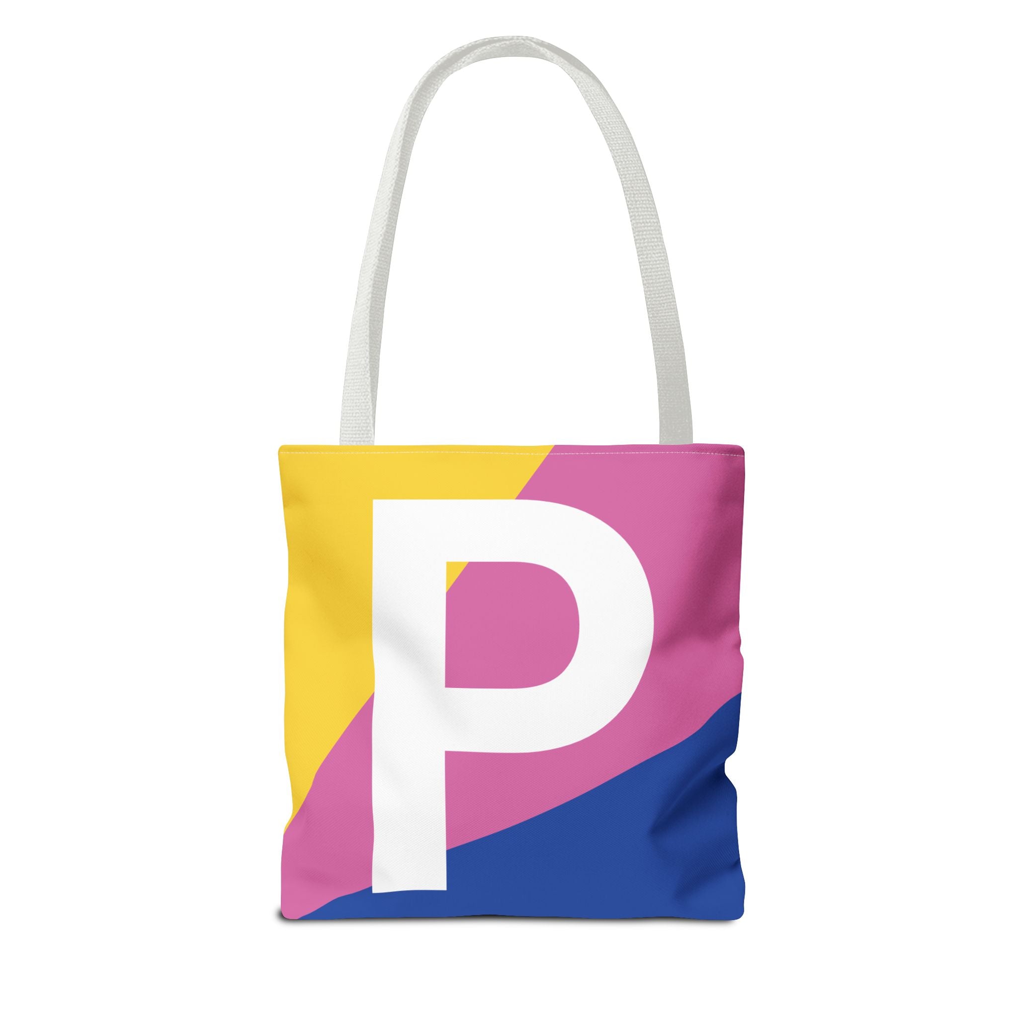 Monogram 'P' Colorblock Tote Bag — Personalized Initial P Shoulder Tote