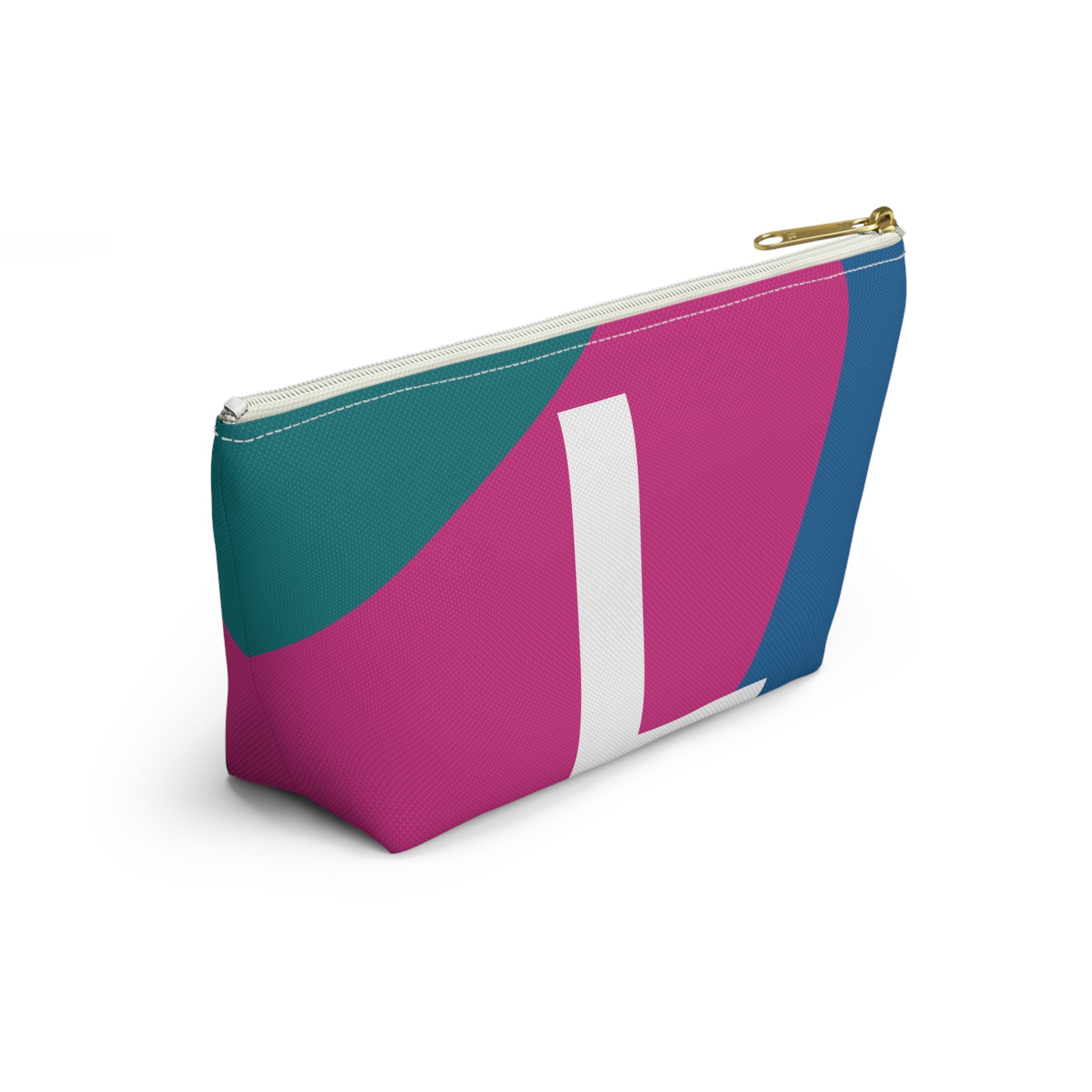 Initials Colorblock Accessory Pouch — Monogram L T-Bottom Cosmetic Bag