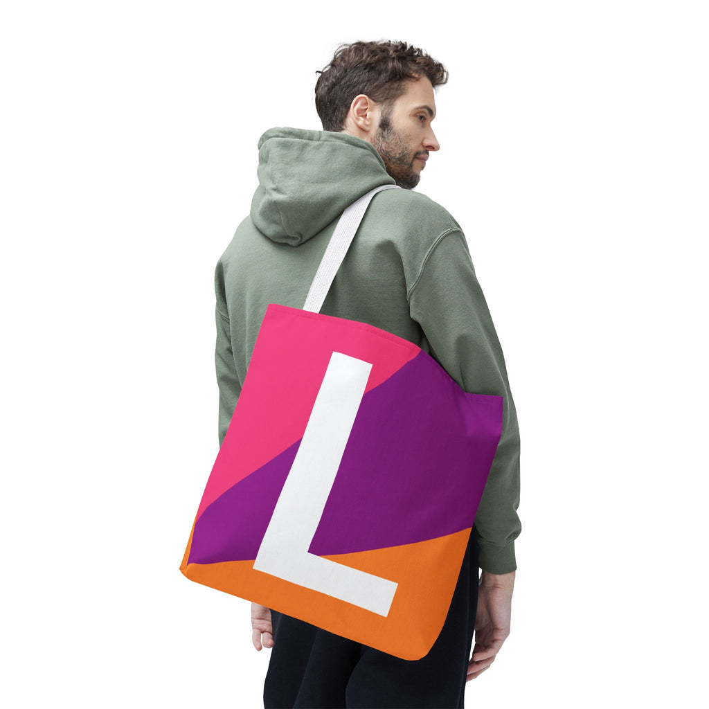 Monogram 'L' Colorblock Tote Bag — Personalized Initial L Shoulder Tote