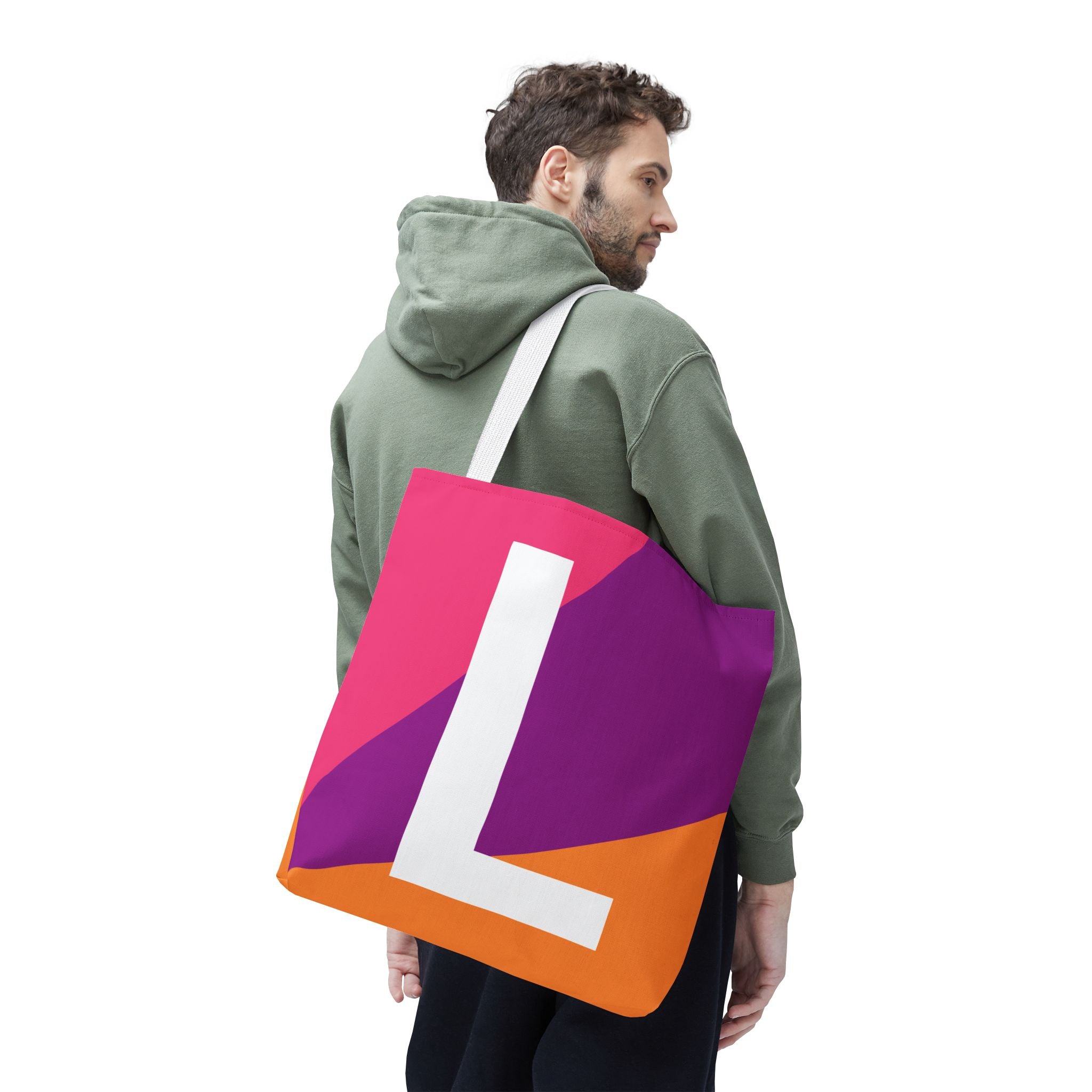 Monogram 'L' Colorblock Tote Bag — Personalized Initial L Shoulder Tote