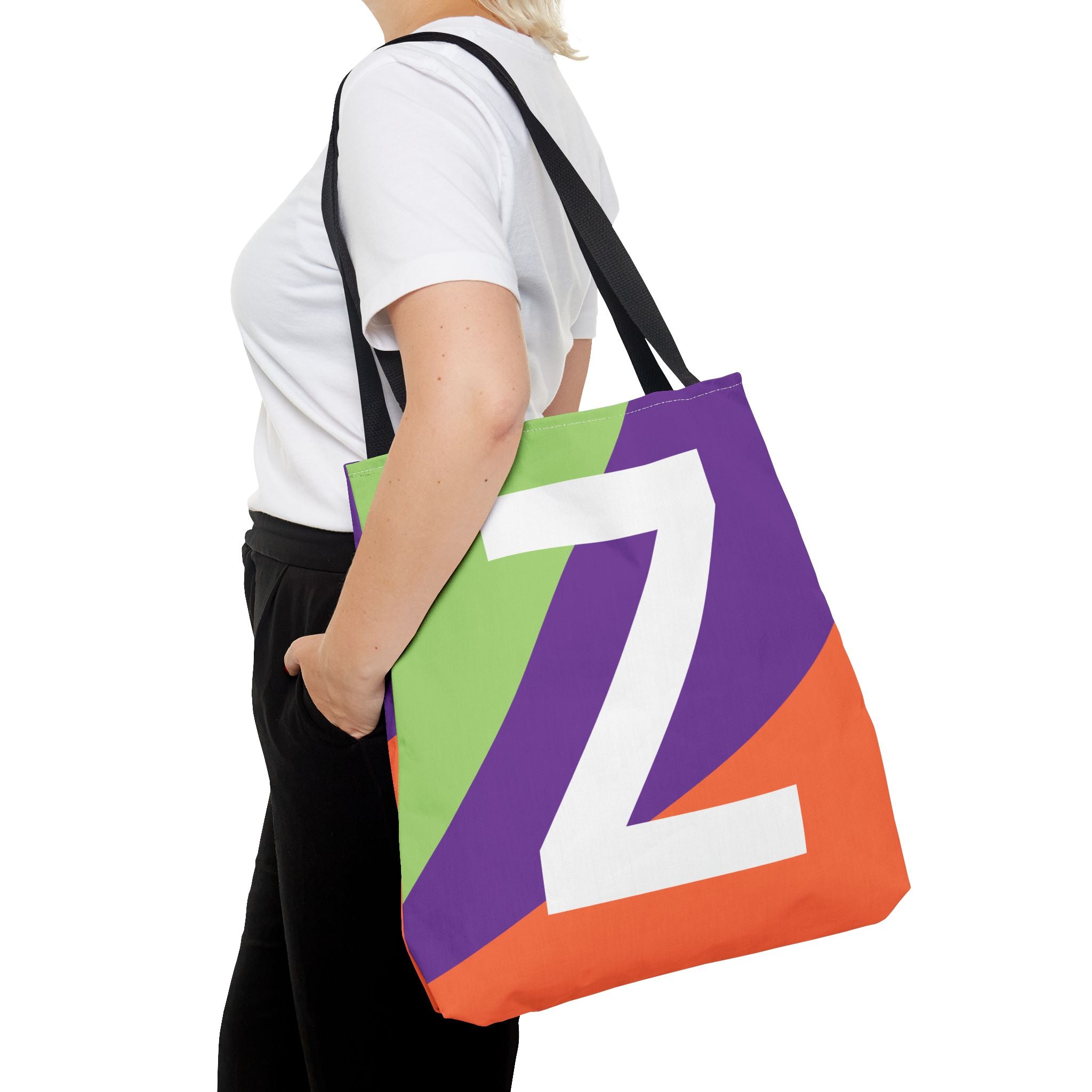 Monogram 'Z' Colorblock Tote Bag — Personalized Initial Z Shoulder Tote