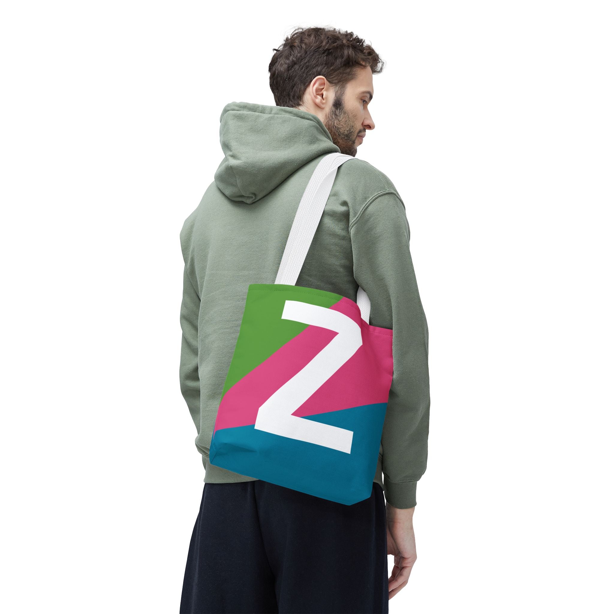 Monogram 'Z' Colorblock Tote Bag — Personalized Initial Z Shoulder Tote