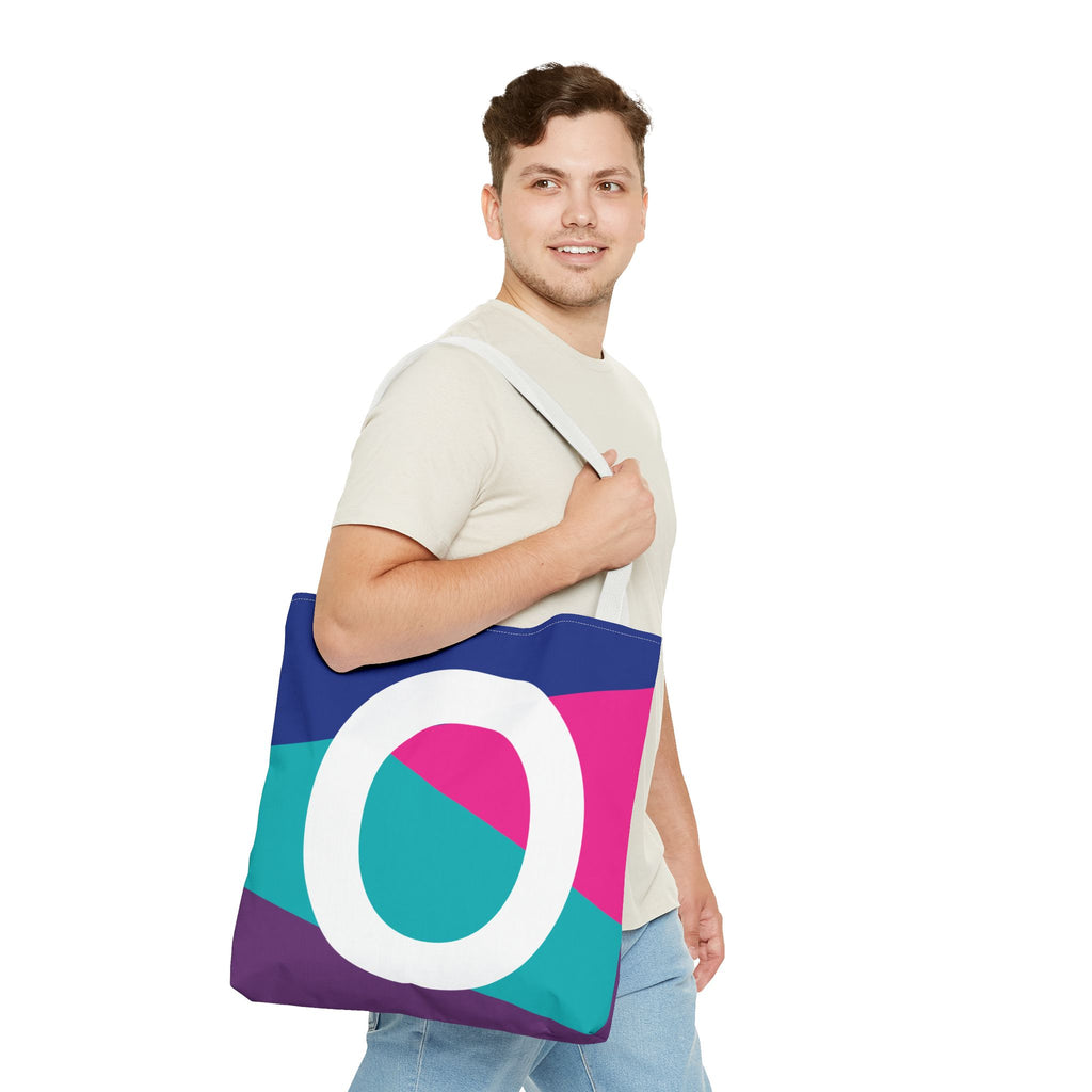 Monogram 'O' Colorblock Tote Bag — Personalized Initial O Shoulder Tote