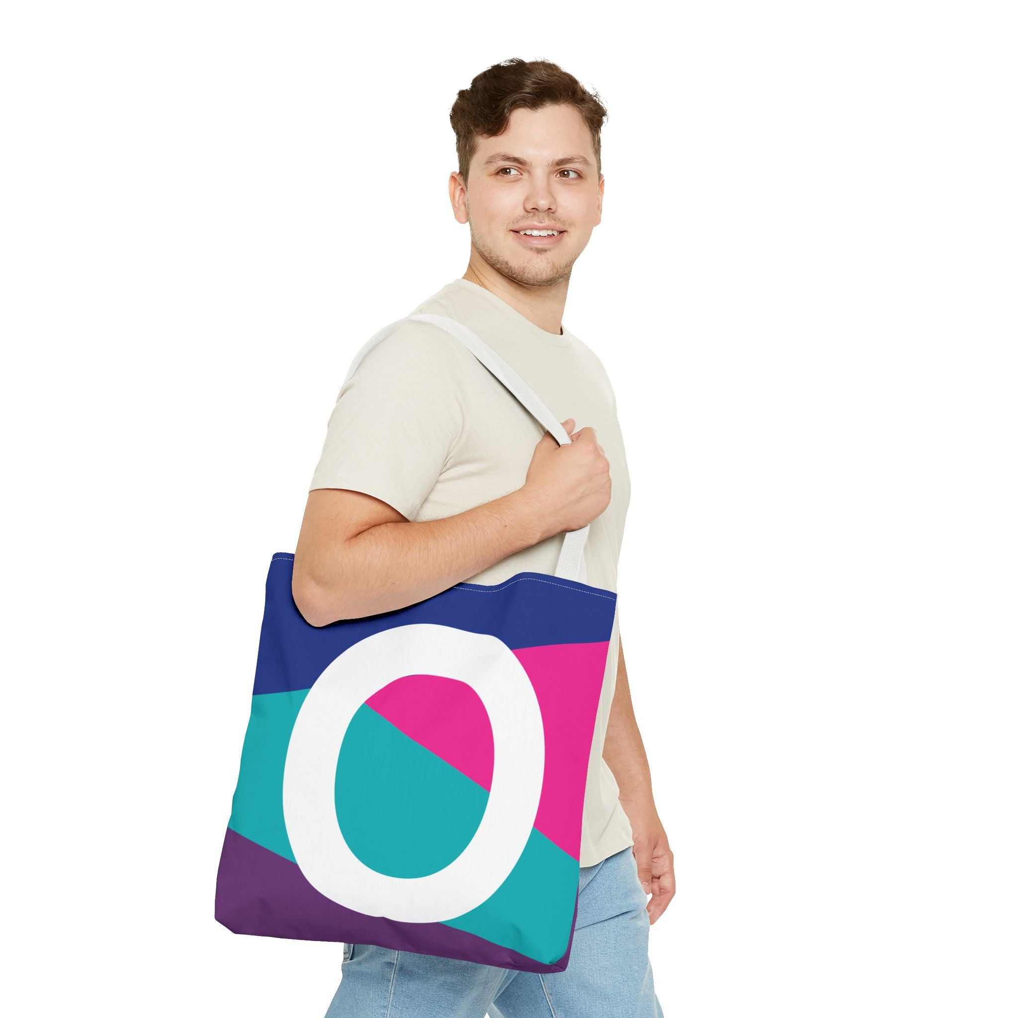 Monogram 'O' Colorblock Tote Bag — Personalized Initial O Shoulder Tote