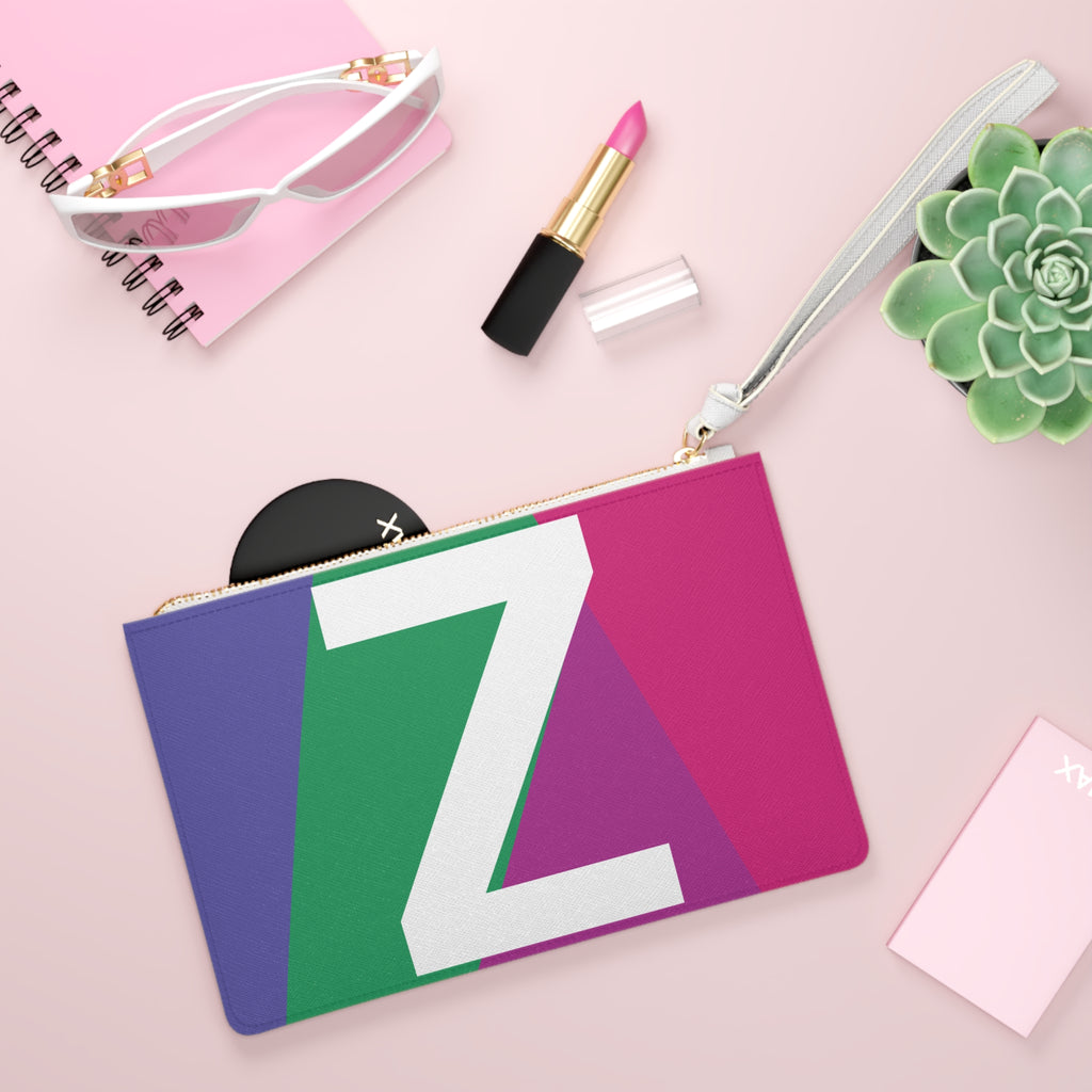 Monogram 'Z' Colorblock Clutch Bag — Bold Geometric Wristlet for Everyday & Gifts