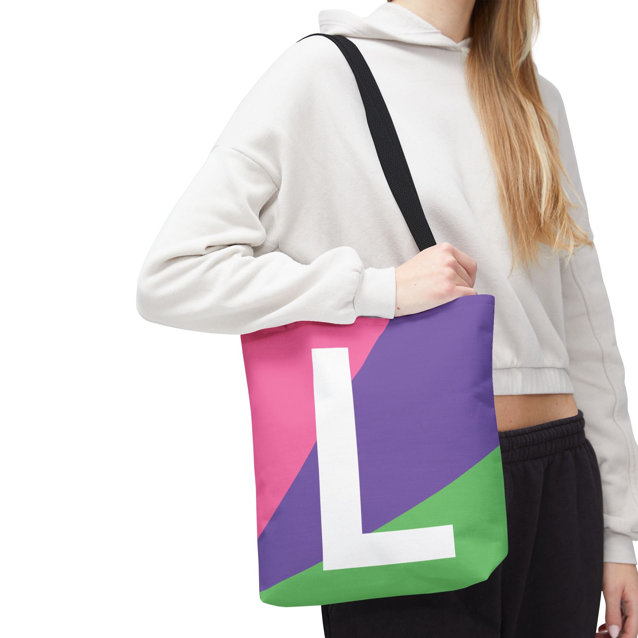 Monogram 'L' Colorblock Tote Bag — Personalized Initial L Shoulder Tote