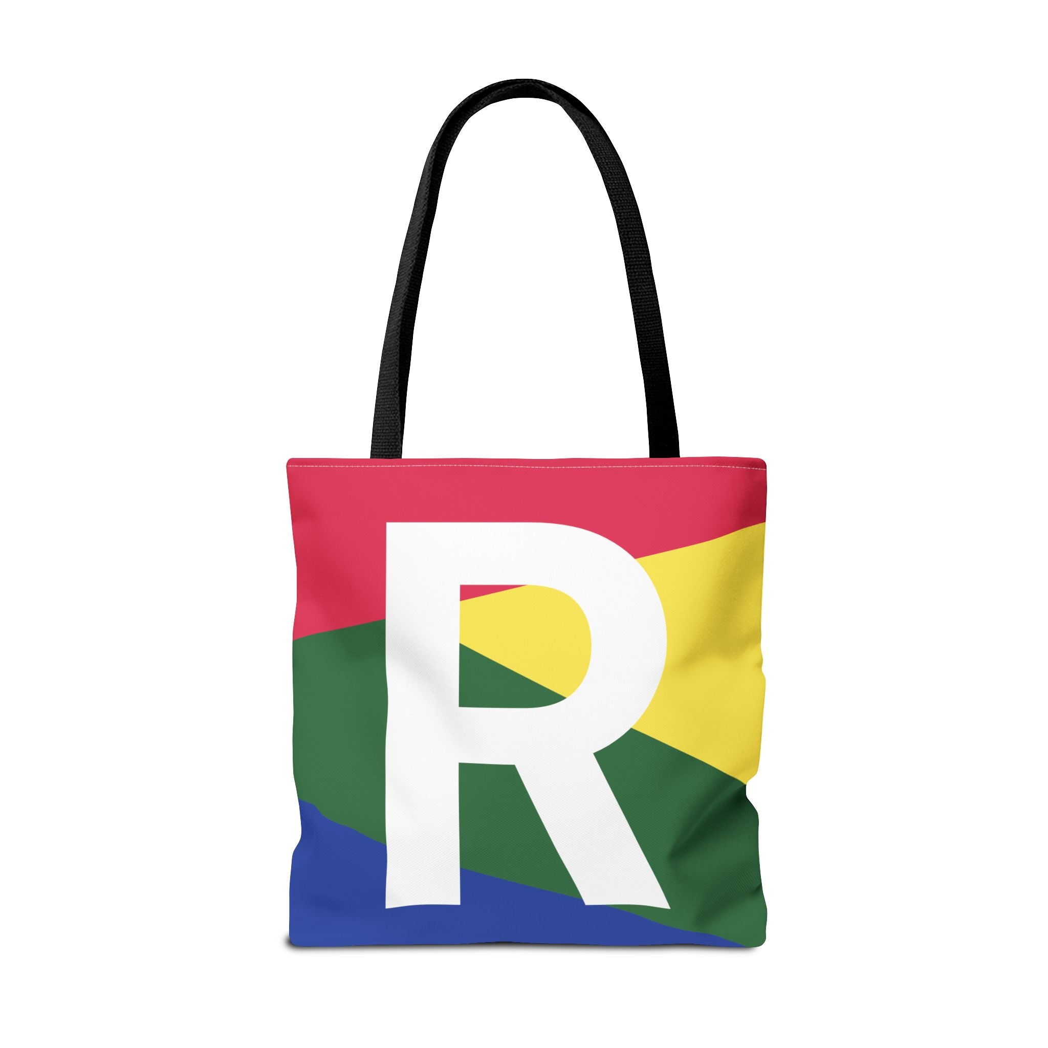 Monogram 'R' Colorblock Tote Bag — Personalized Initial R Shoulder Tote