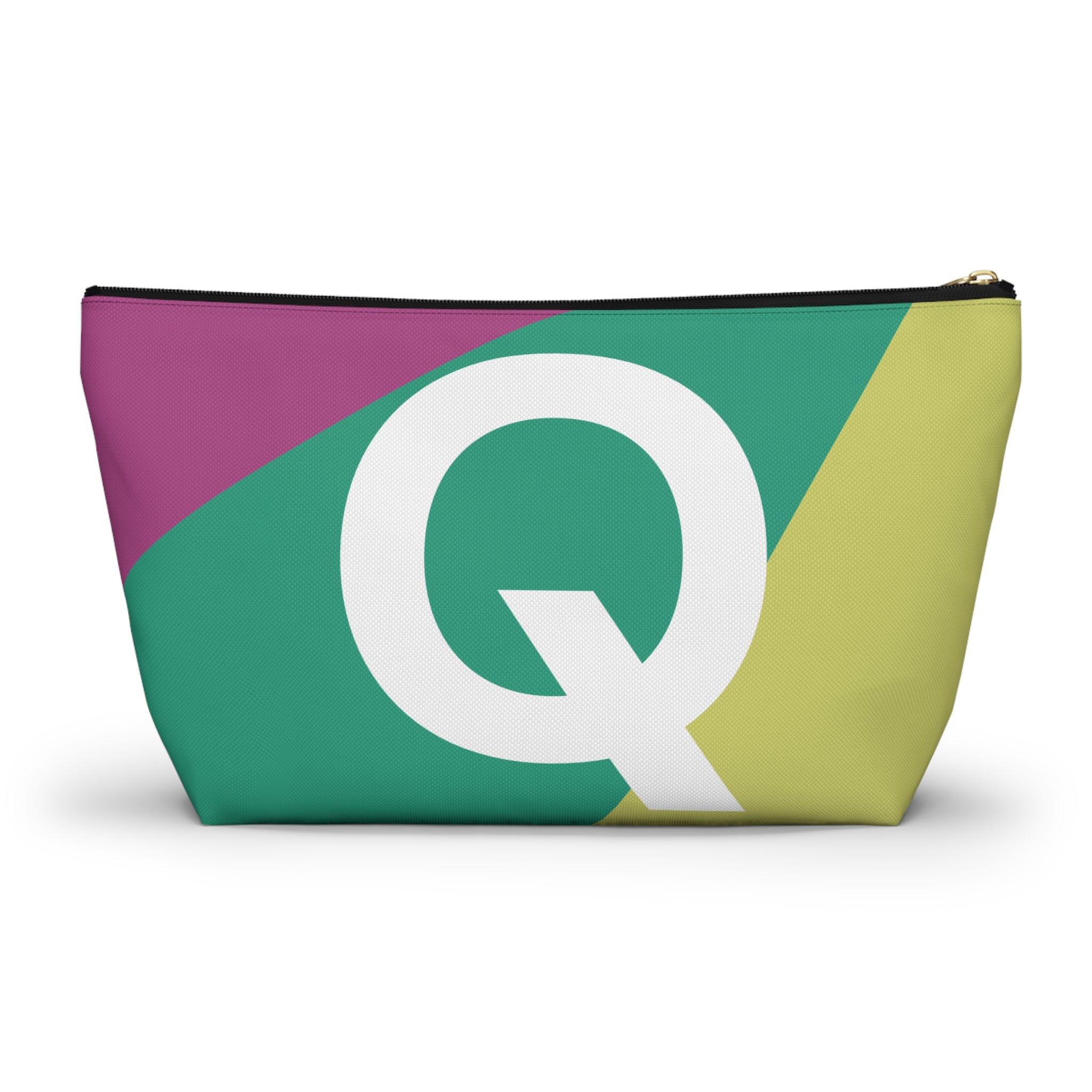 Initials Colorblock Accessory Pouch — Monogram Q T-Bottom Cosmetic Bag
