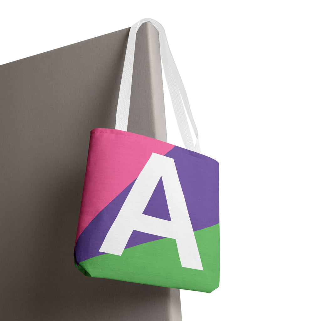 Monogram 'A' Colorblock Tote Bag — Personalized Initial A Shoulder Tote