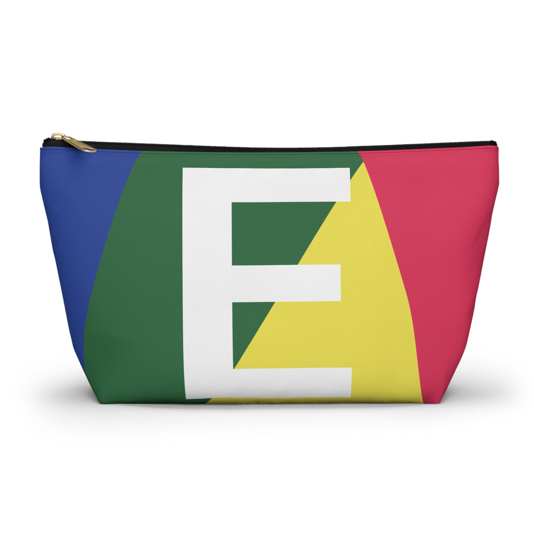 Initials Colorblock Accessory Pouch — Monogram E T-Bottom Cosmetic Bag