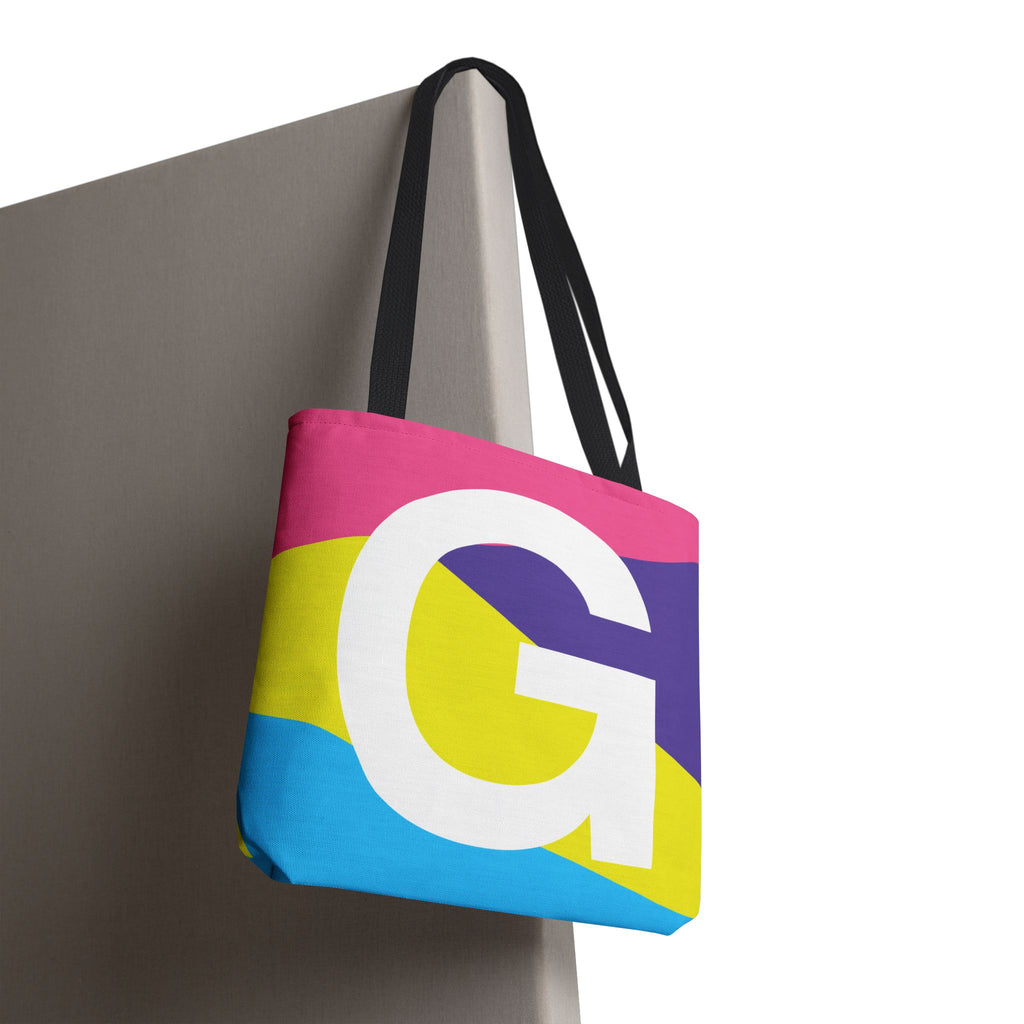 Monogram 'G' Colorblock Tote Bag — Personalized Initial G Shoulder Tote