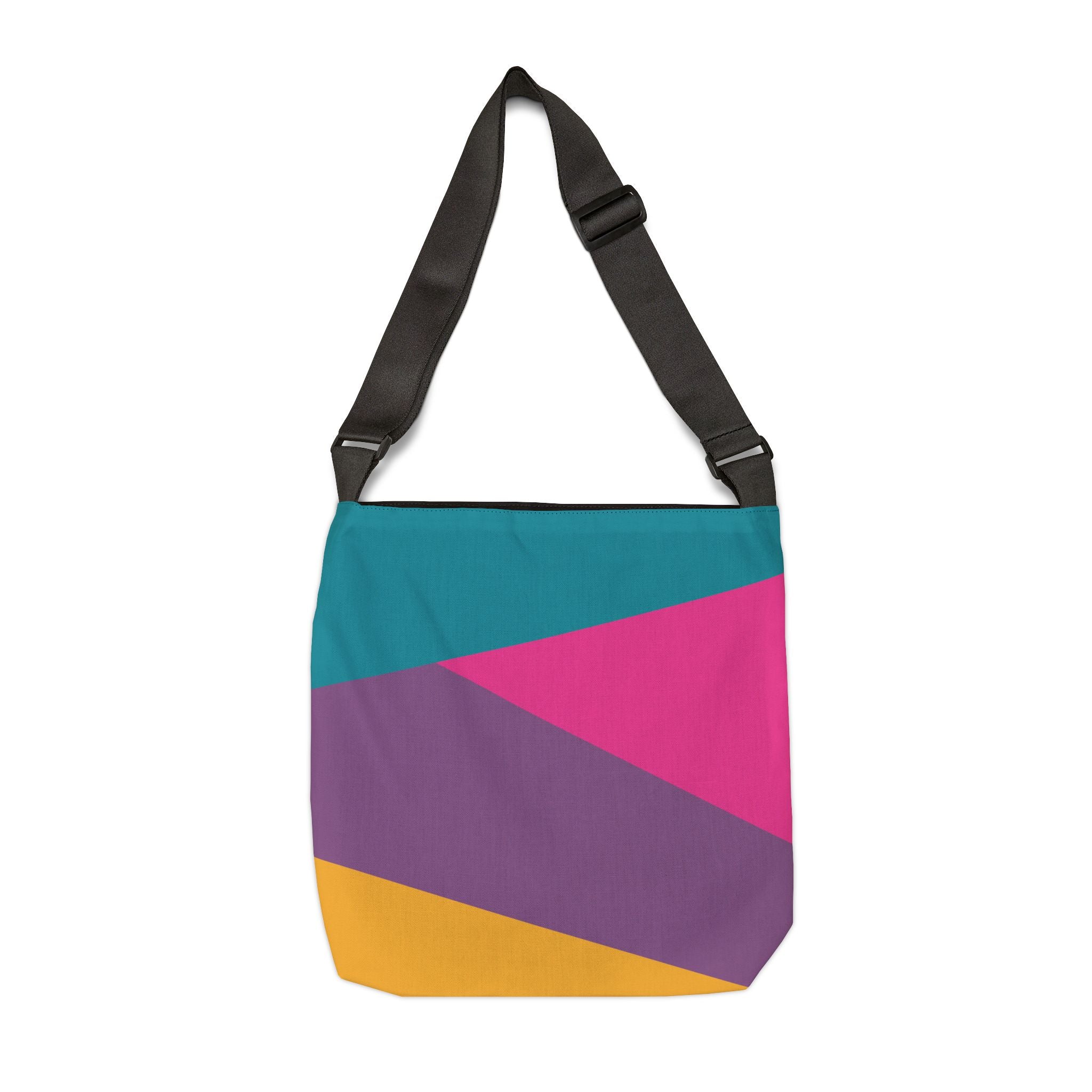 Colorblock Geometric Tote Bag — Adjustable Strap, Bright Abstract Pattern