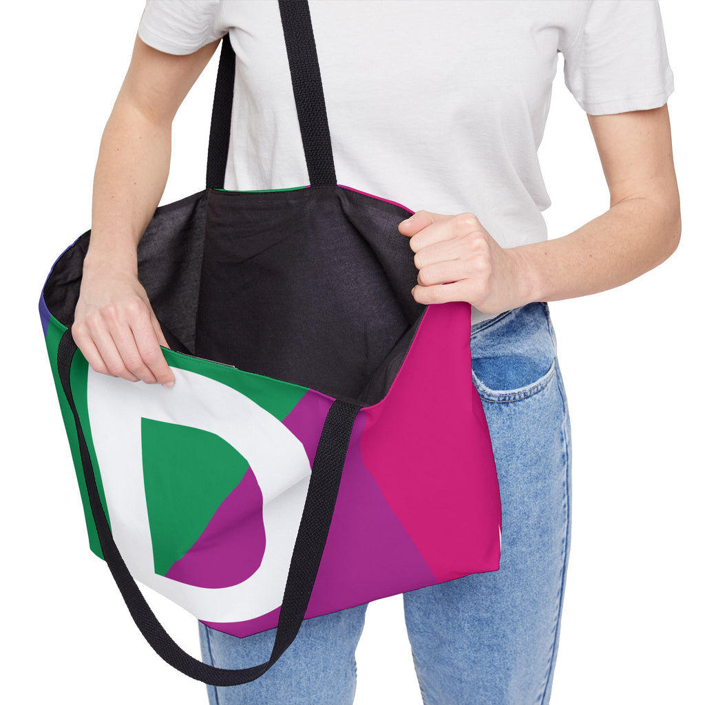 Personalized 'D' Colorblock Tote Bag — Monogram Weekender Tote