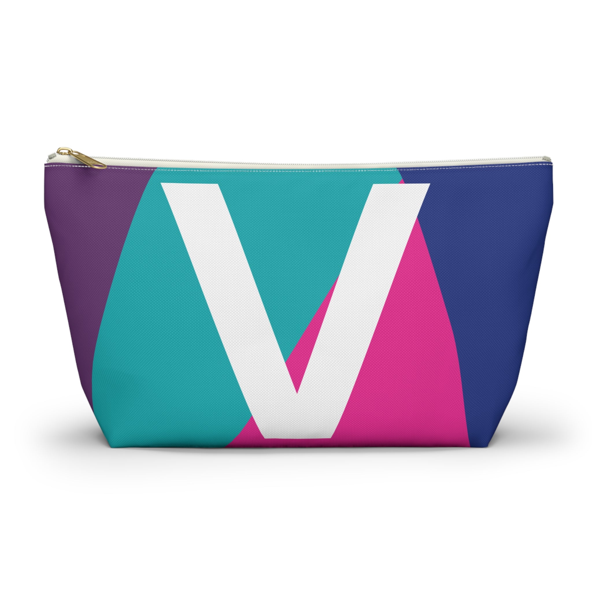 Initials Colorblock Accessory Pouch — Monogram V T-Bottom Cosmetic Bag