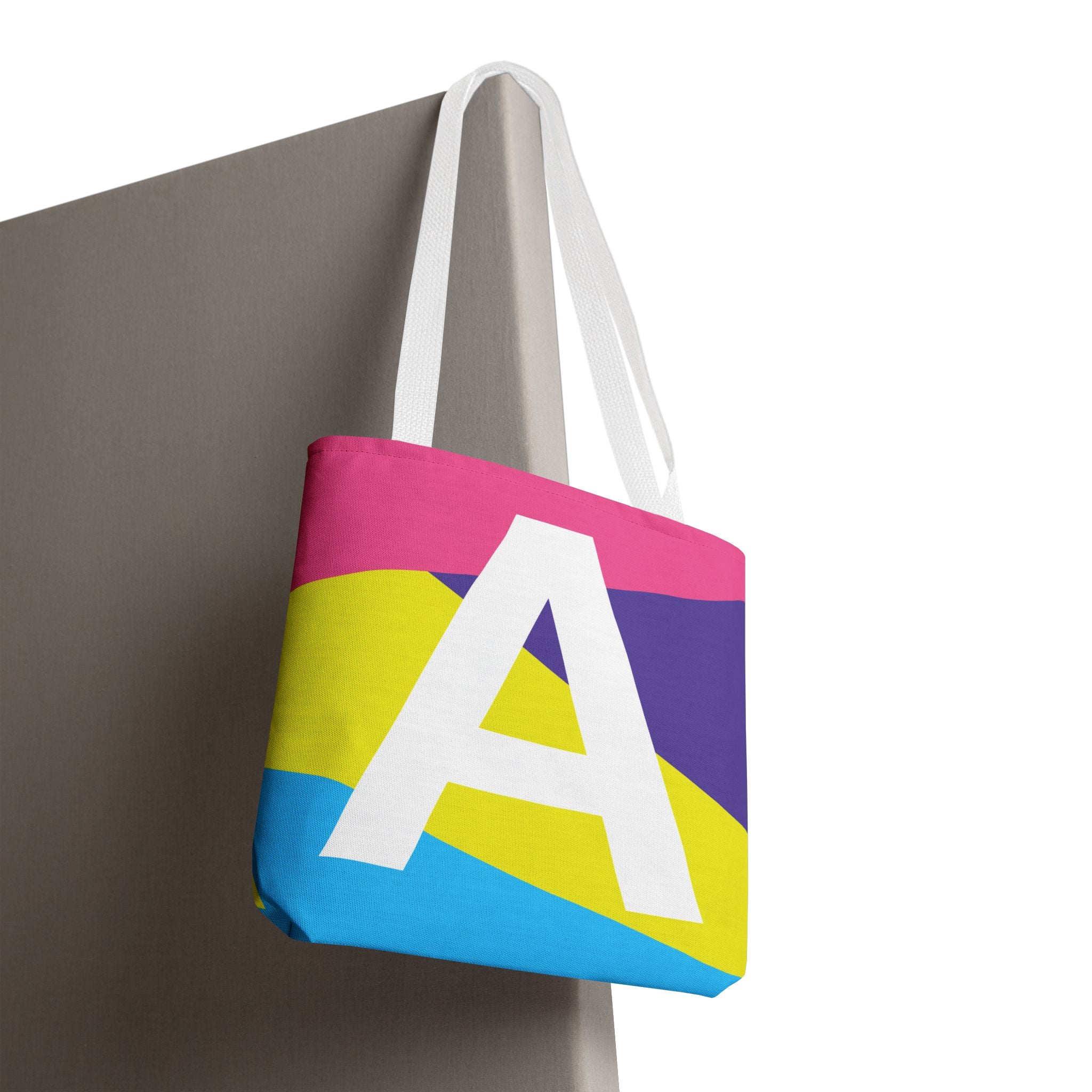 Monogram 'A' Colorblock Tote Bag — Personalized Initial A Shoulder Tote