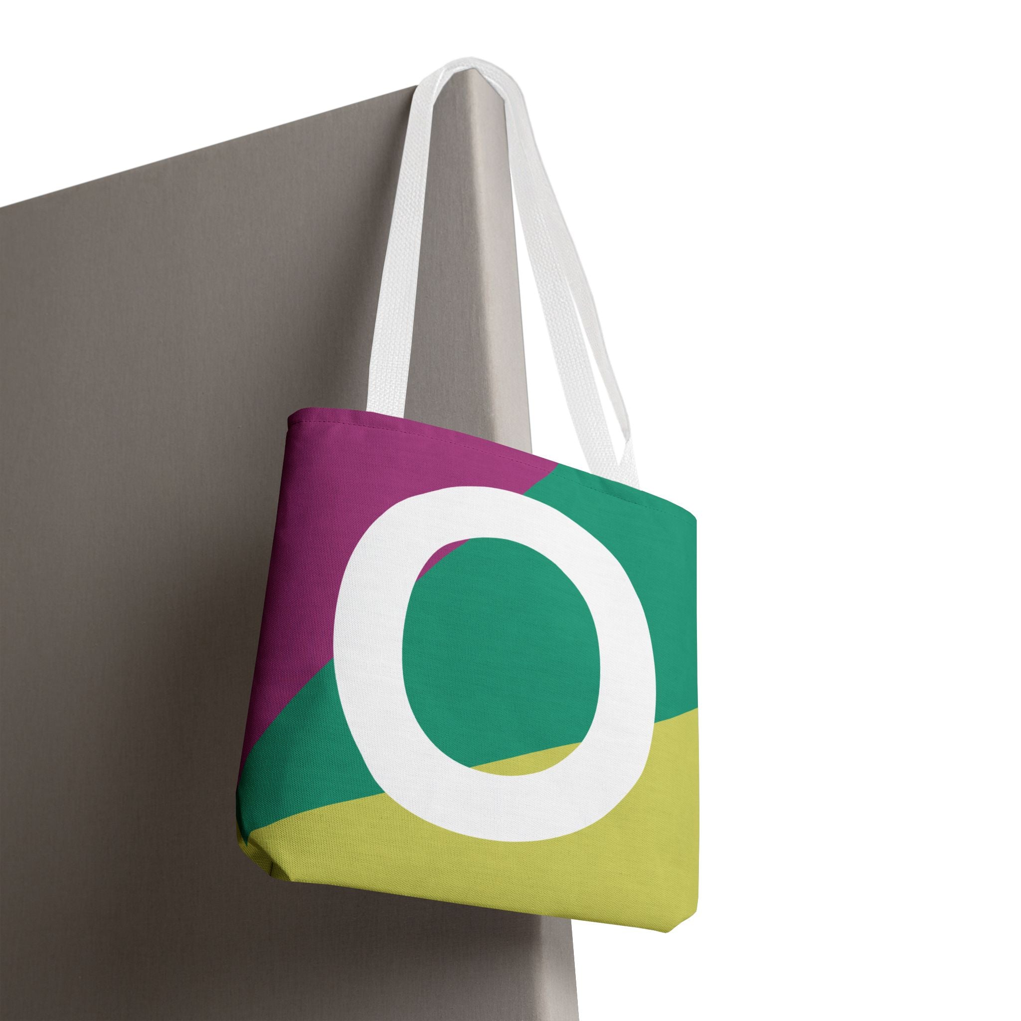 Monogram 'O' Colorblock Tote Bag — Personalized Initial O Shoulder Tote