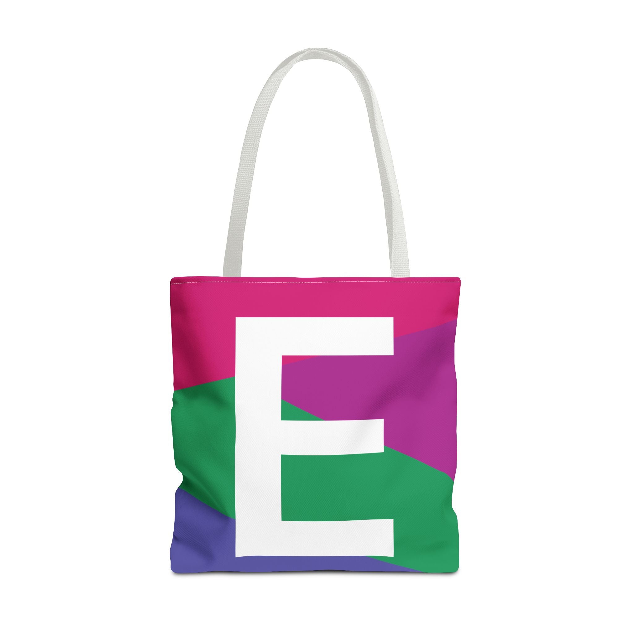 Monogram 'E' Colorblock Tote Bag — Personalized Initial E Shoulder Tote