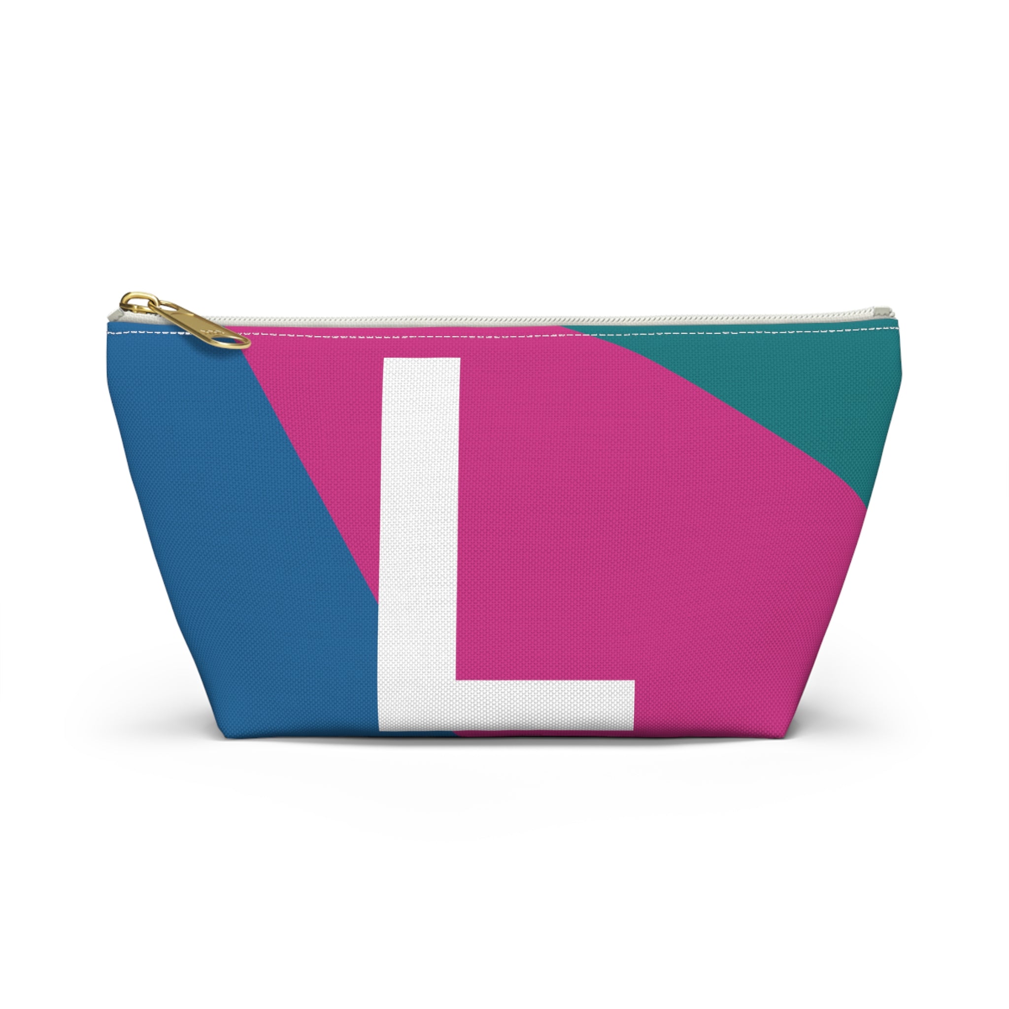 Initials Colorblock Accessory Pouch — Monogram L T-Bottom Cosmetic Bag