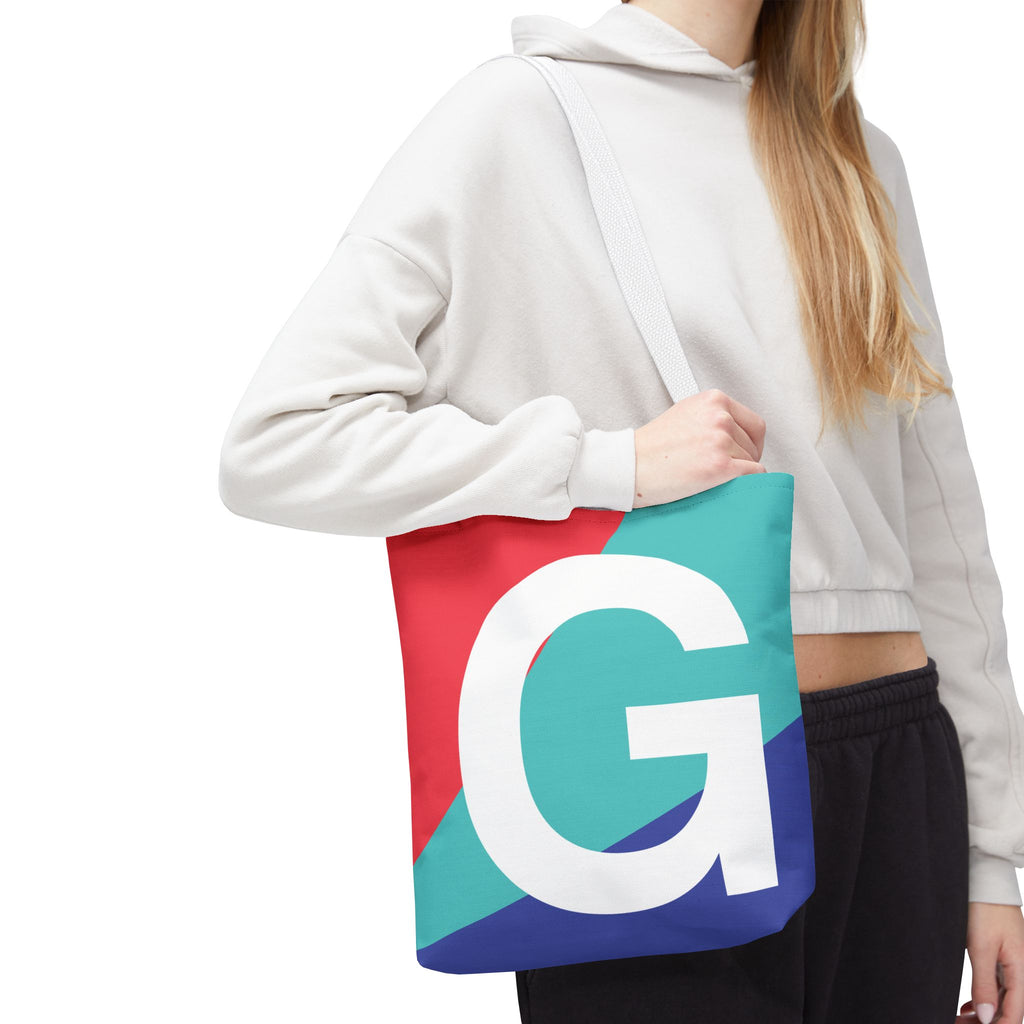 Monogram 'G' Colorblock Tote Bag — Personalized Initial G Shoulder Tote