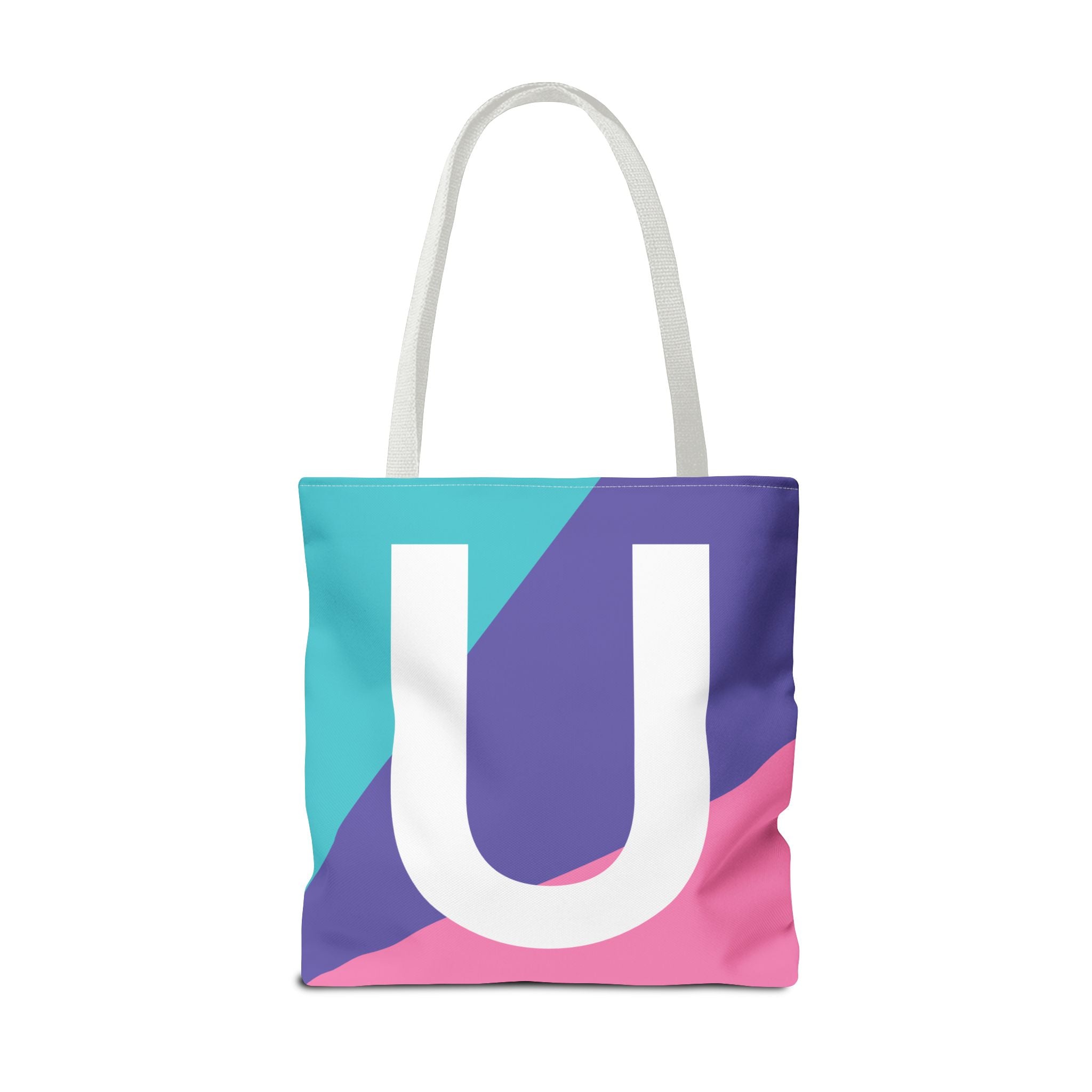 Monogram 'U' Colorblock Tote Bag — Personalized Initial U Shoulder Tote