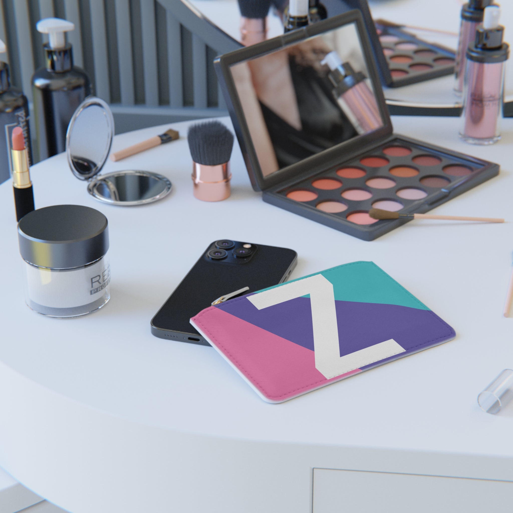 Initial Z Mini Clutch — Colorblock Monogram Wristlet Wallet