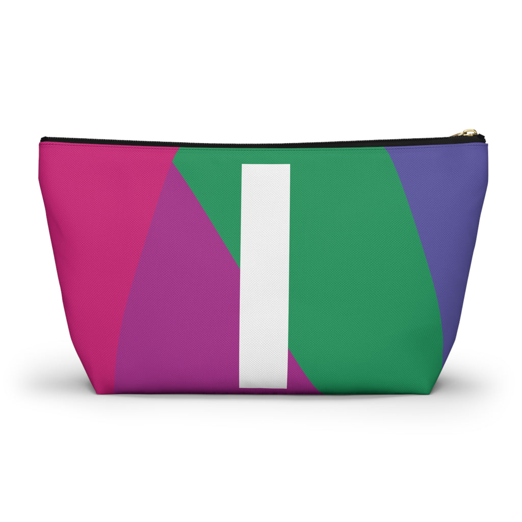 Initials Colorblock Accessory Pouch — Monogram I T-Bottom Cosmetic Bag