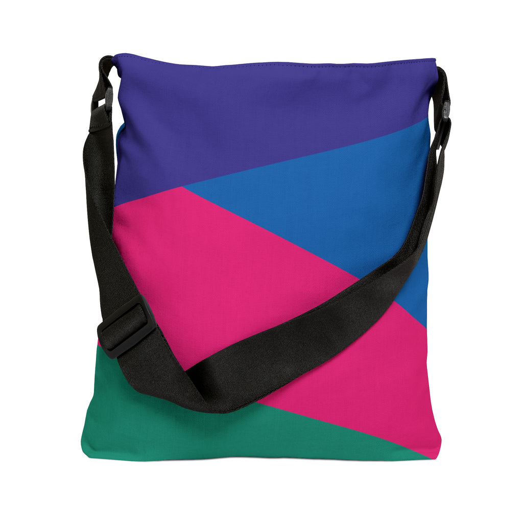 Colorblock Geometric Tote Bag — Adjustable Strap, Bright Abstract Pattern
