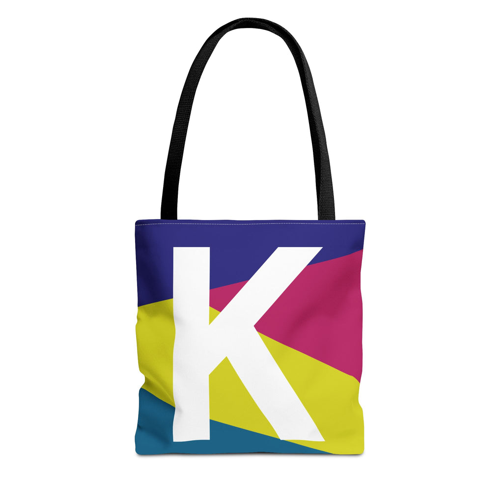 Monogram 'K' Colorblock Tote Bag — Personalized Initial K Shoulder Tote