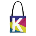 Monogram 'K' Colorblock Tote Bag — Personalized Initial K Shoulder Tote