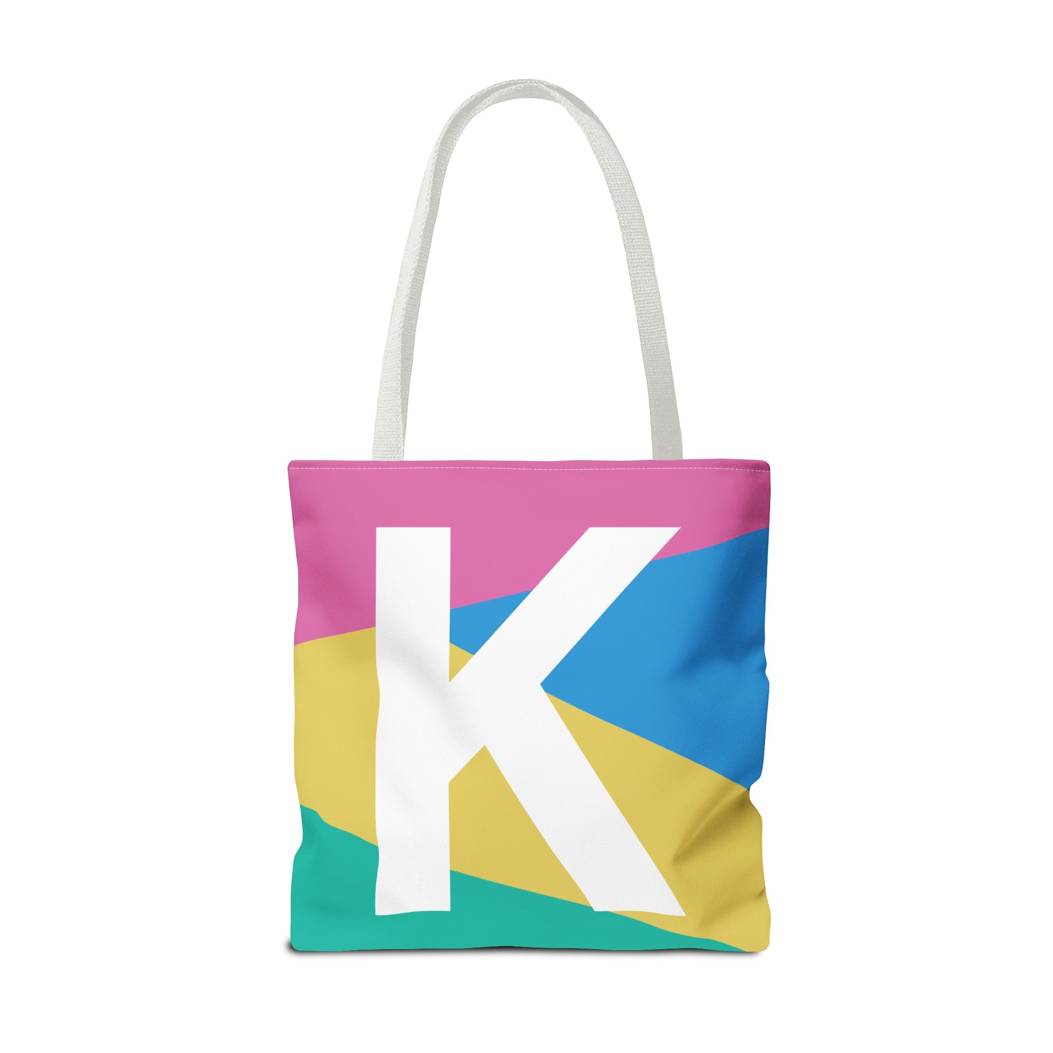 Monogram 'K' Colorblock Tote Bag — Personalized Initial K Shoulder Tote