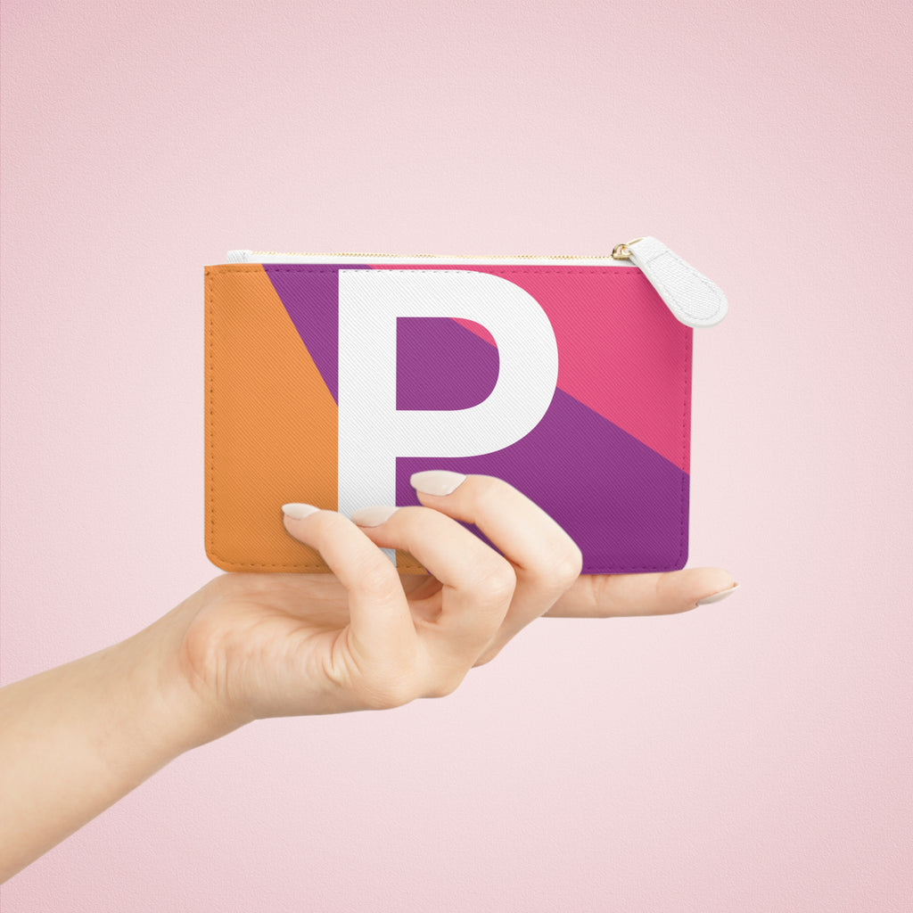 Initial P Mini Clutch — Colorblock Monogram Wristlet Wallet